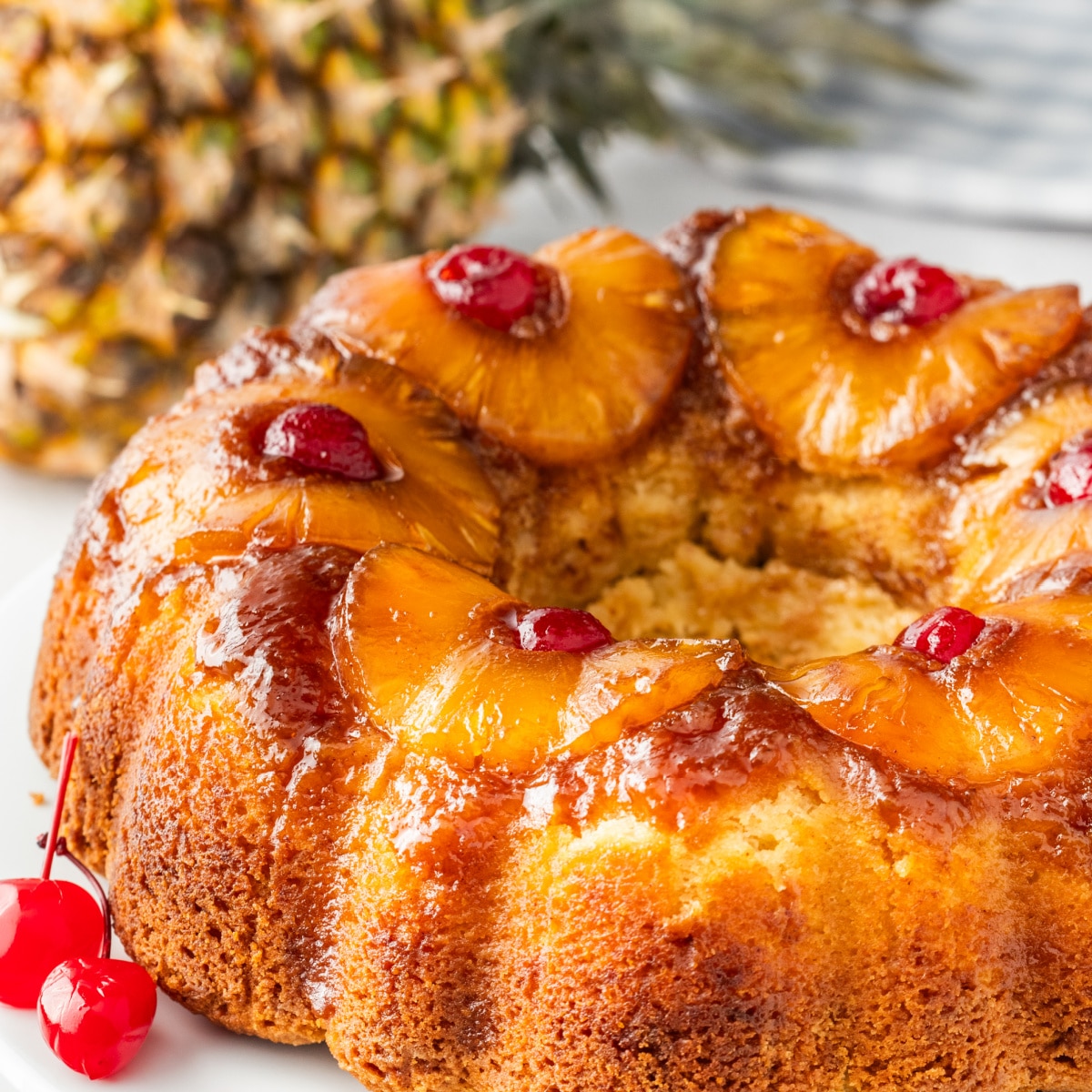 Pineapple Upside Down Cake with Greek Yogurt (Bundt Pan Version)