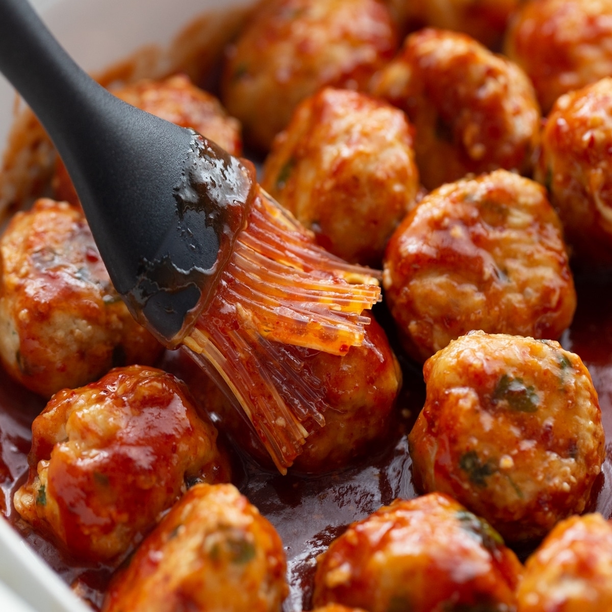 chicken meatballs with honey-chipotle sauce