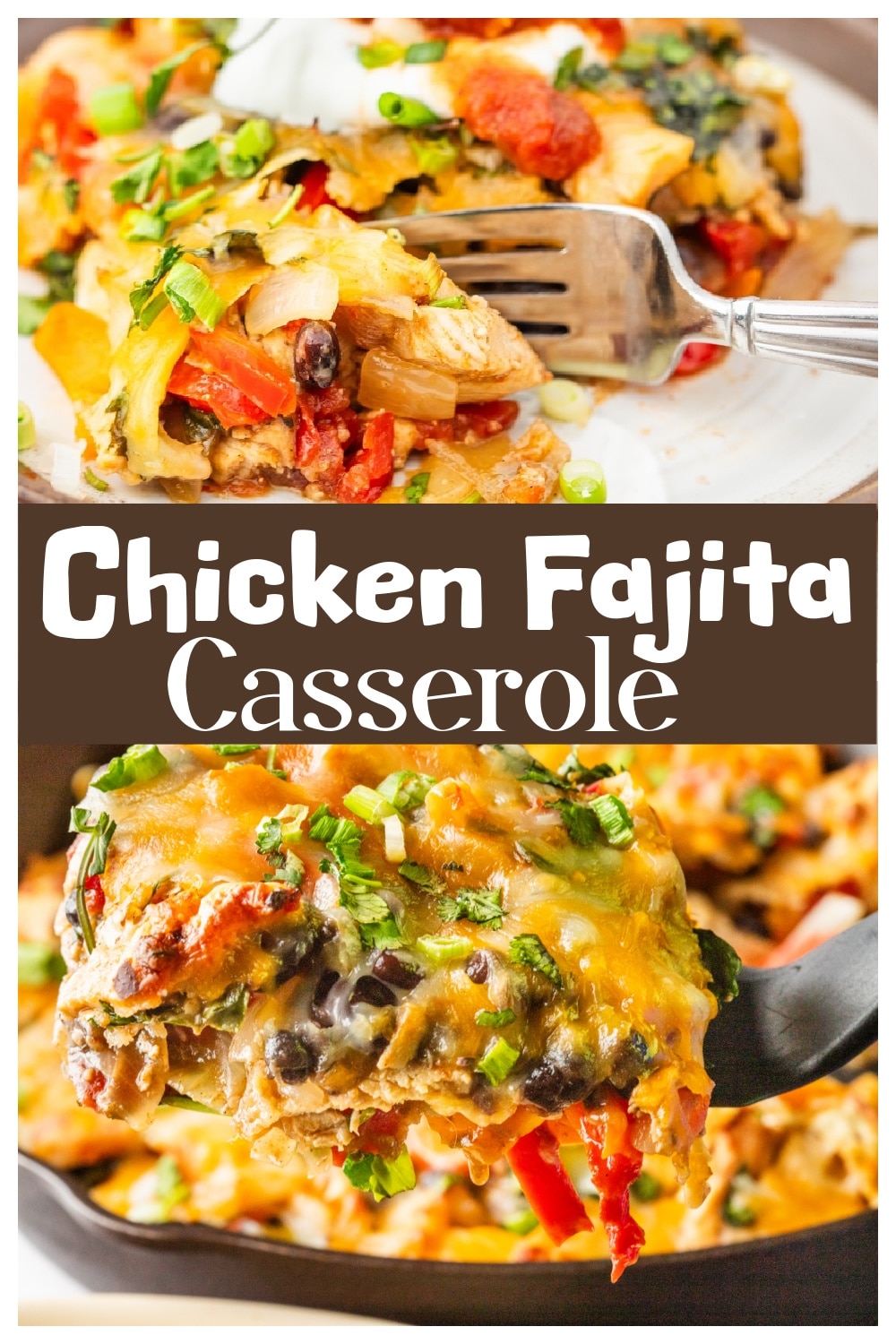 Chicken Fajita Casserole is a flavorful and easy weeknight dinner that's perfect for busy nights. Made with tender chicken, bell peppers, onions, black beans, and crunchy tortilla chips, this casserole is loaded with flavor and topped with all your favorite fixings like sour cream, salsa, and fresh cilantro. If you're looking for a quick and tasty dinner idea, this casserole delivers. It's a crowd-pleaser that’s perfect for family dinners, meal prep, or serving a crowd.  via @cmpollak1