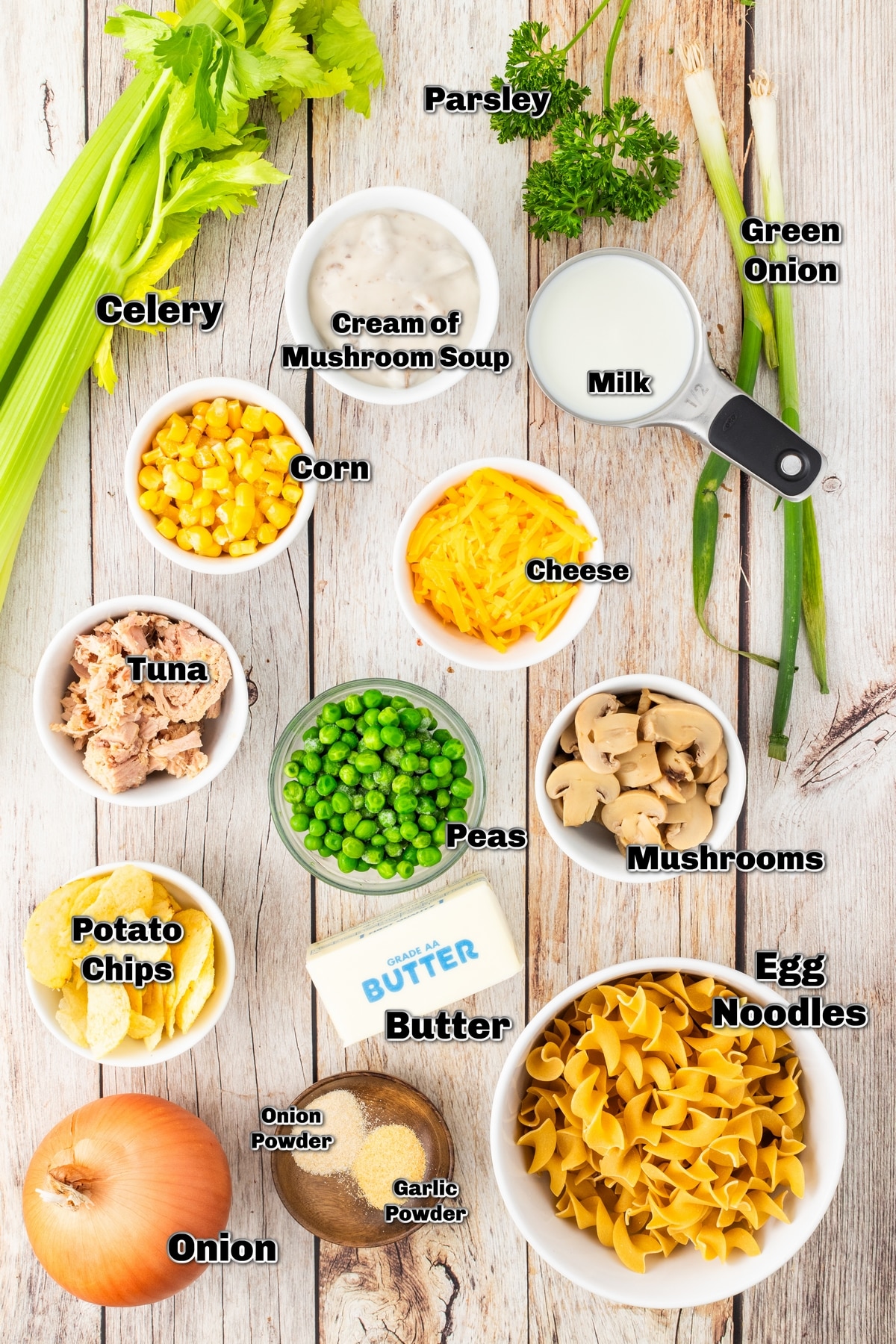 I have always loved tuna casserole, it's one of the iconic comfort meals of my childhood. The creamy sauce, with the irresistible crunch of potato chips on top makes it a truly crave-worthy meal. ingredients