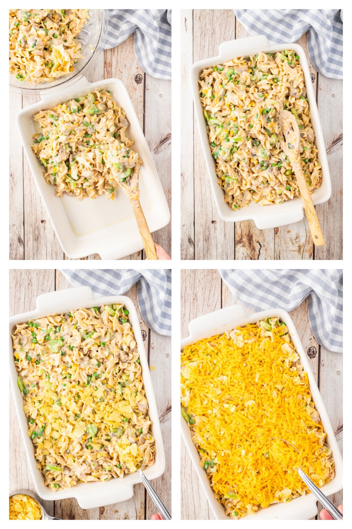 I have always loved tuna casserole, it's one of the iconic comfort meals of my childhood. The creamy sauce, with the irresistible crunch of potato chips on top makes it a truly crave-worthy meal. covered in potato chips casserole