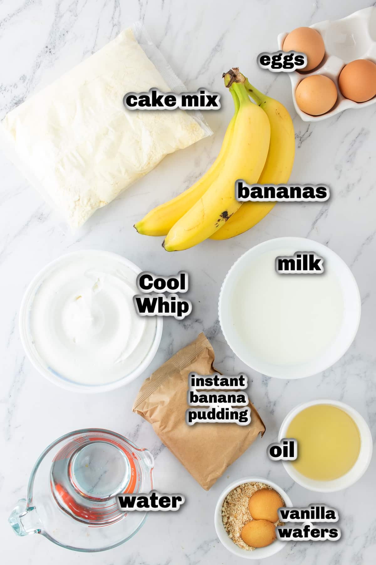 The perfect dessert for banana lovers: banana pudding poke cake. This heavenly treat combines creamy pudding, moist cake, and sweet bananas. ingredients