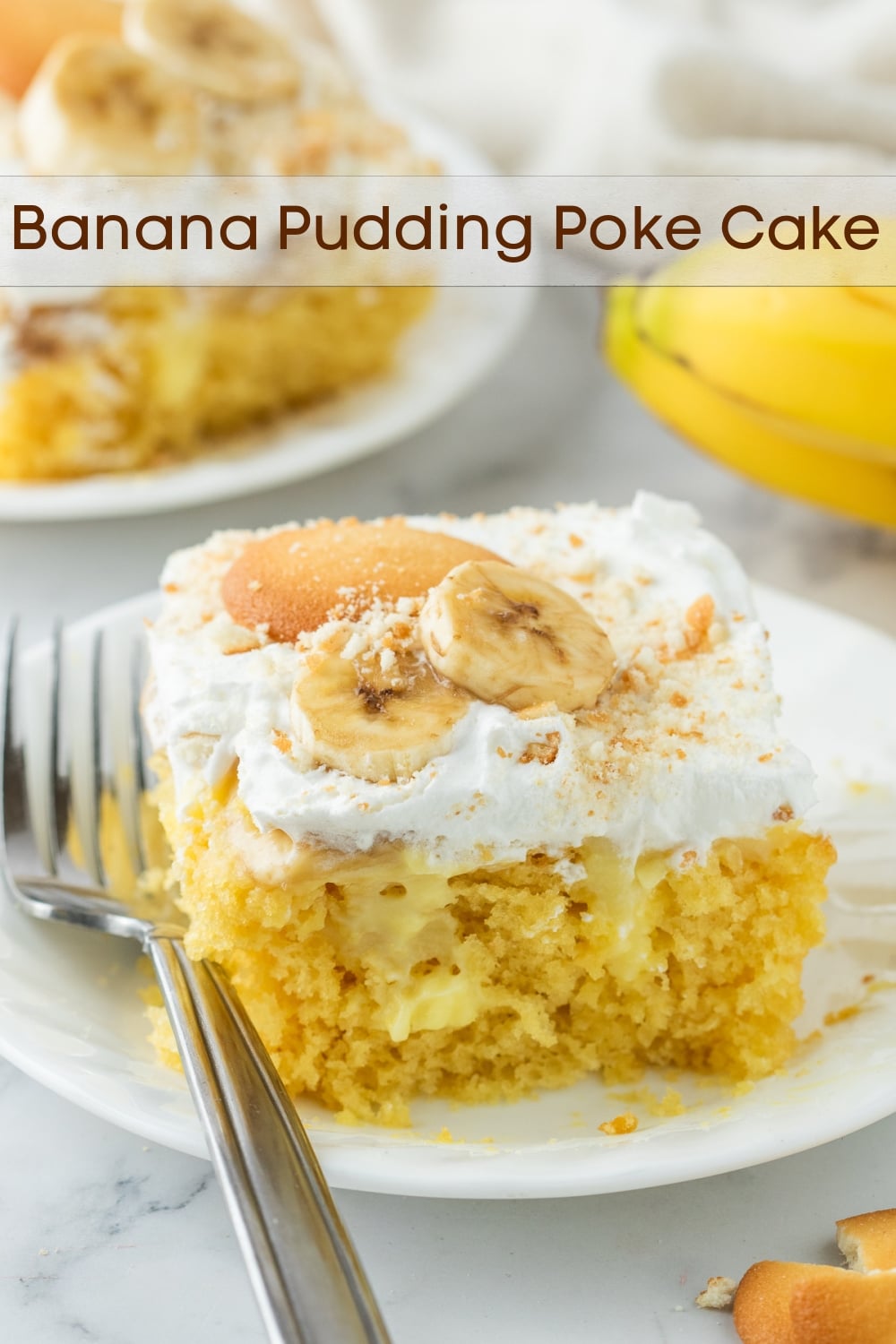 The perfect dessert for banana lovers: banana pudding poke cake. This heavenly treat combines creamy pudding, moist cake, and sweet bananas. via @cmpollak1