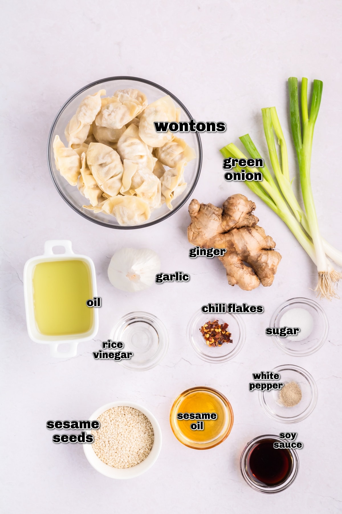 Spice up your meal with these mouthwatering spicy wontons! Made with fresh garlic, ginger, and a blend of seasonings, they're a crowd-pleaser. ingredients