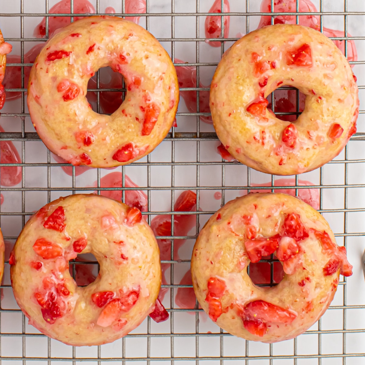 Vanilla Baked Doughnuts with Fresh Strawberry Glaze