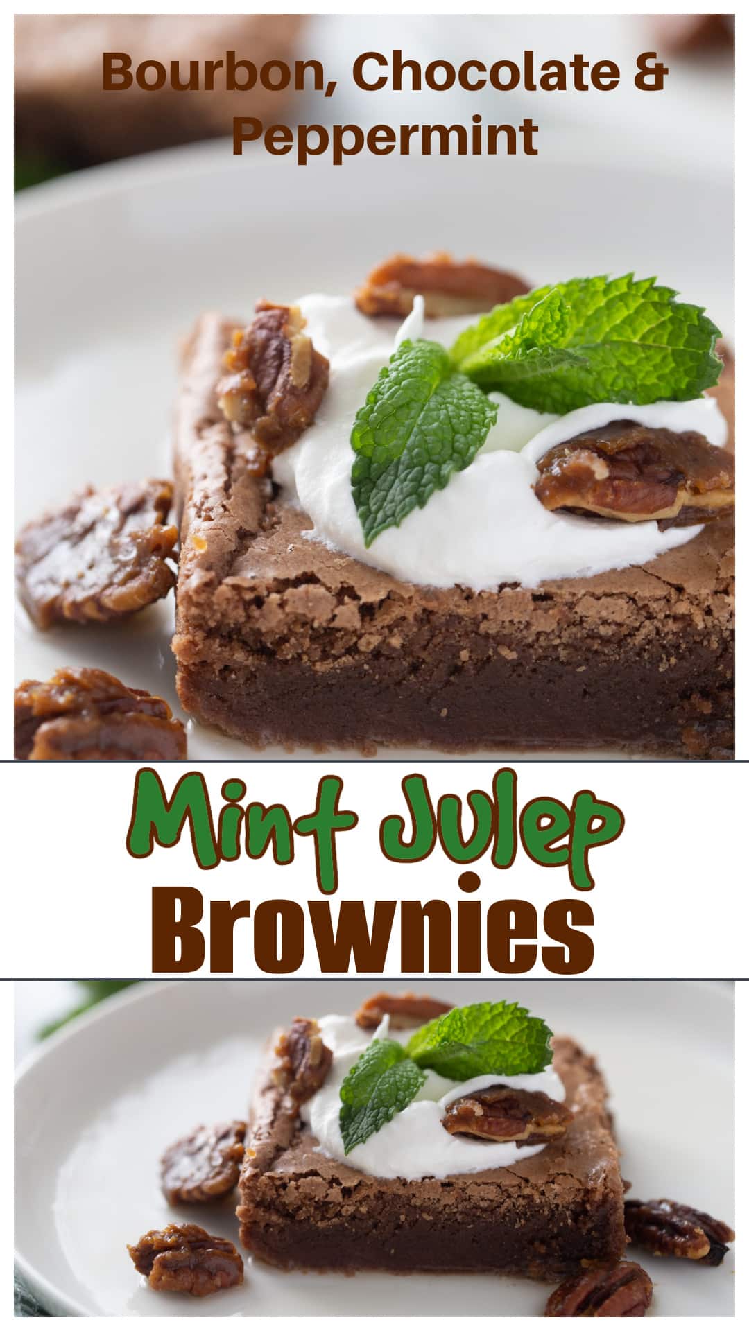 These Mint Julep Brownies are rich, chewy, and full of flavor—made with dark chocolate, peppermint extract, and a splash of bourbon. Topped with whipped cream, candied pecans, and fresh mint, they’re a chocolate mint dessert that’s perfect for Derby Day or any time you’re craving a bold, boozy brownie. Use parchment for clean edges and don’t skip the bourbon drizzle. via @cmpollak1
