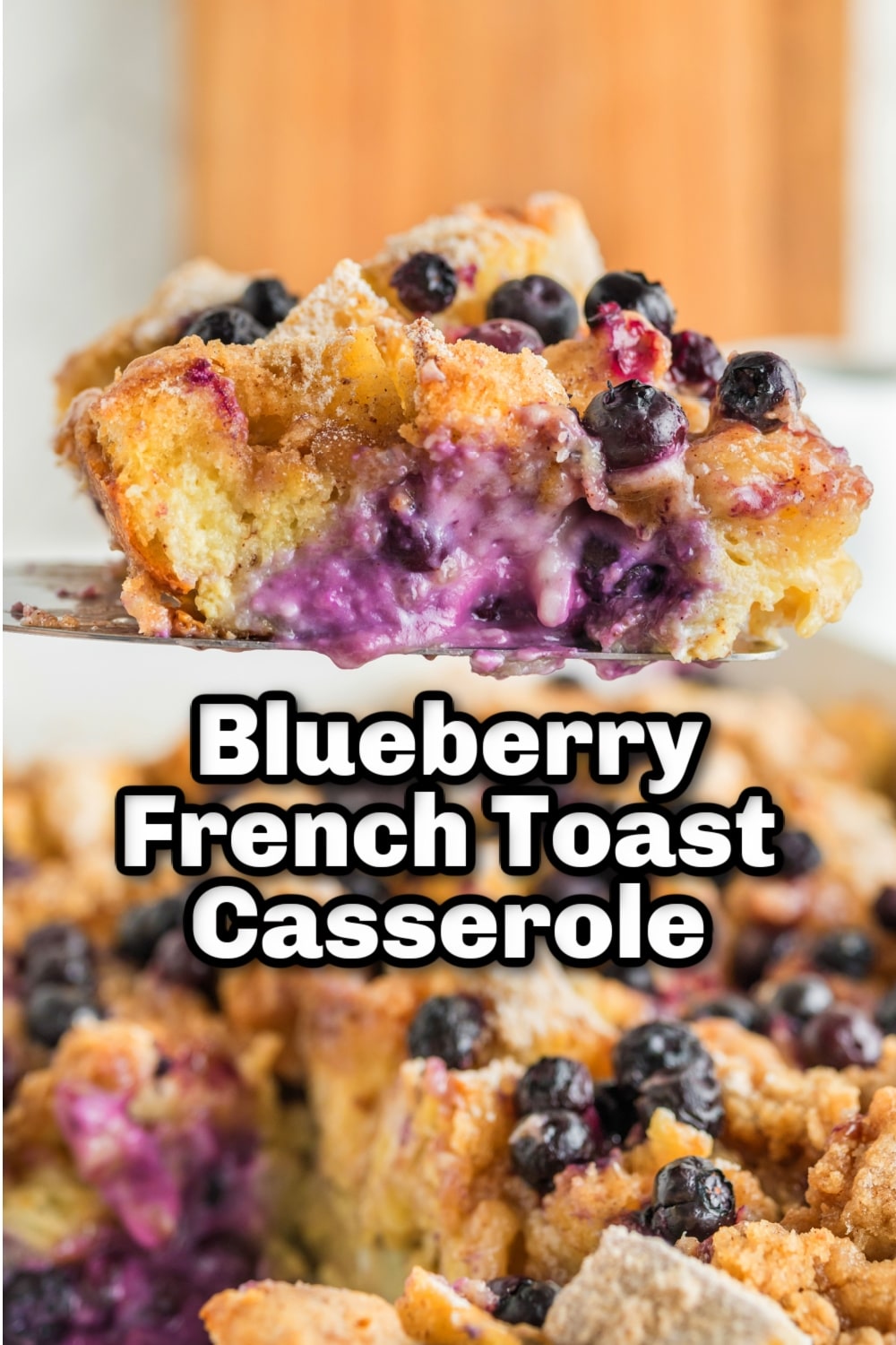 Try this mouthwatering blueberry French toast casserole recipe. A make-ahead breakfast option using frozen blueberries for a burst of summer flavor any time of the year. via @cmpollak1