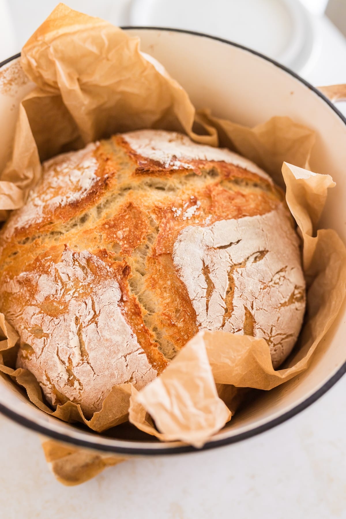 This Dutch oven bread is my simplest bread recipe to bake at home. With no kneading required, no starter to make, no mixer, and no special skills needed, you'll soon be making it daily. Dutch oven bread
