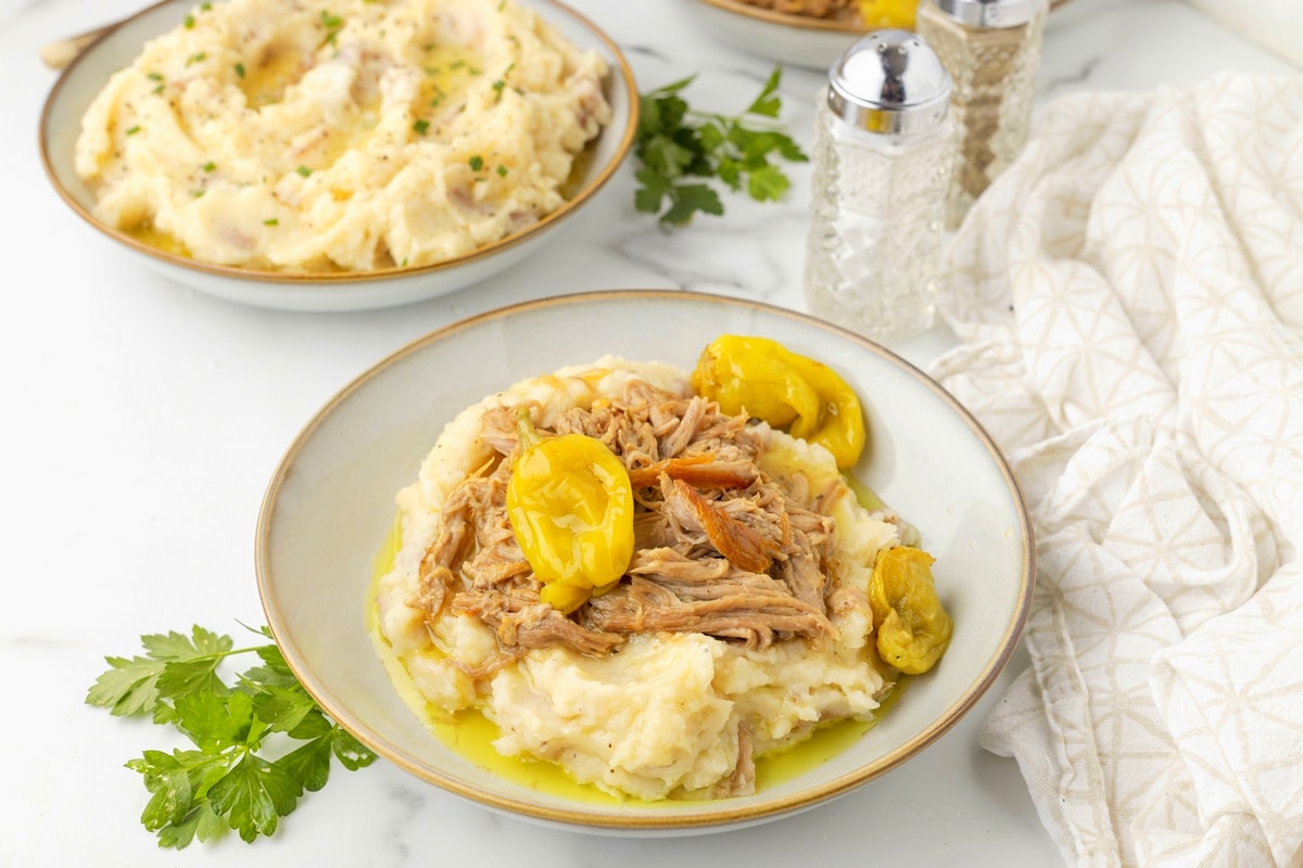 Mississippi pot roast in bowls