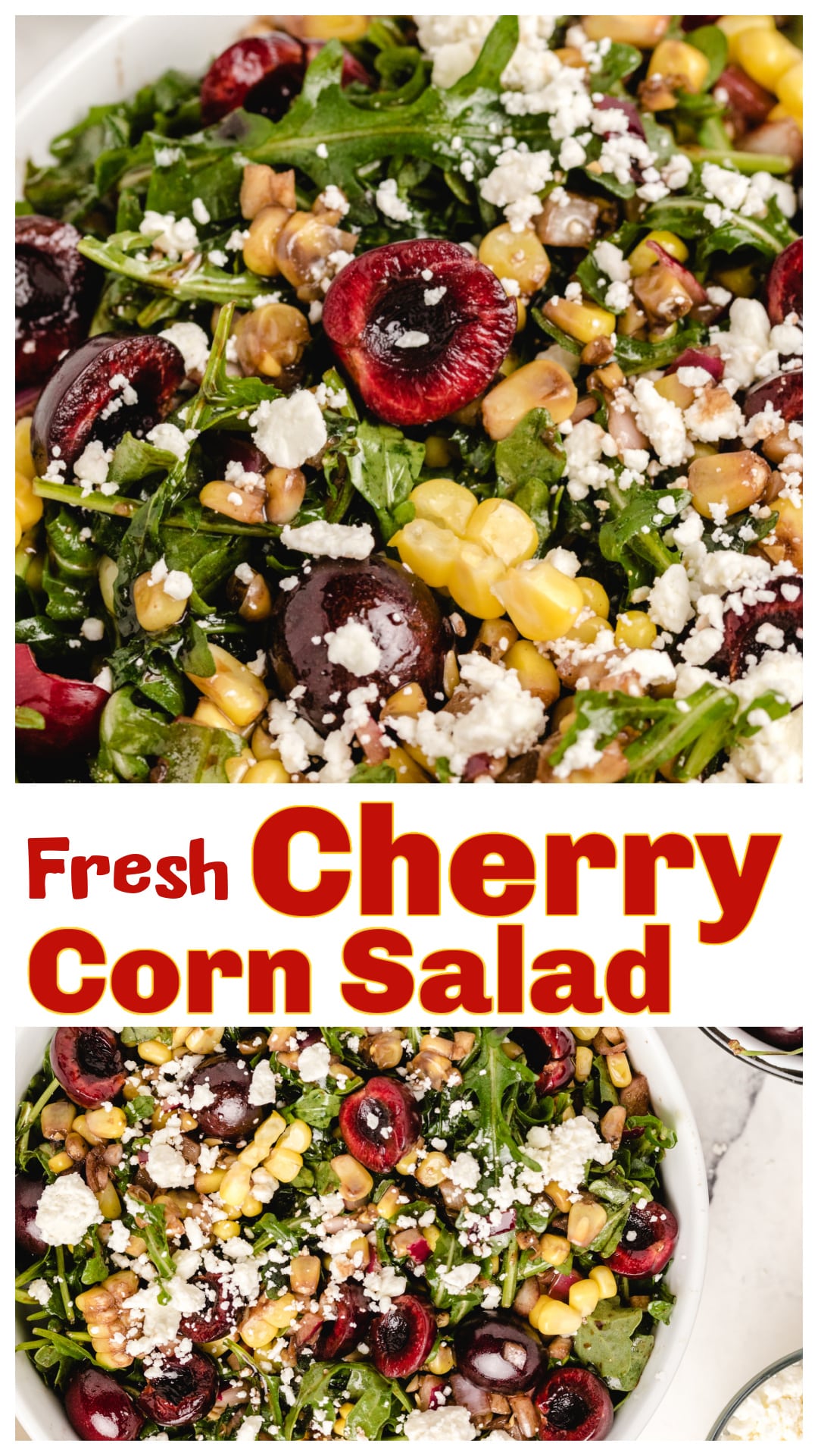This cherry corn salad with arugula, feta, and balsamic vinaigrette is a bold mix of sweet and savory. Juicy cherries, crisp corn, salty feta, and peppery arugula come together in a summer salad that’s anything but basic. Perfect for BBQs, potlucks, or serving alongside grilled meat. If you’re looking for a fresh cherry salad recipe that stands out, this is the one to make when cherries are at their best. via @cmpollak1
