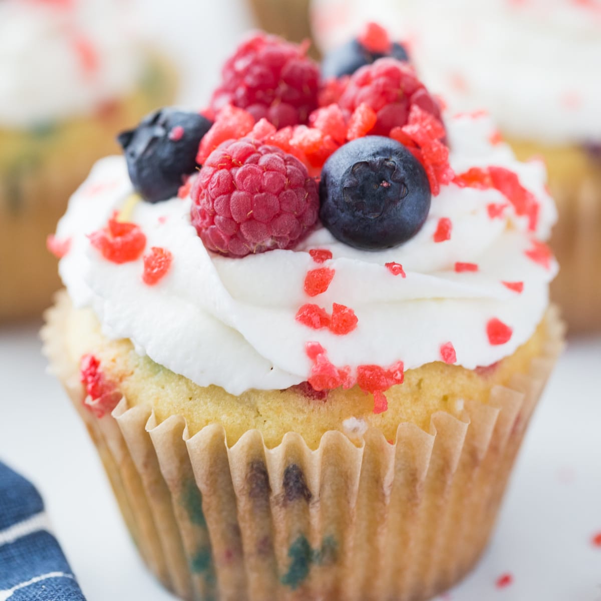 Firecracker Cupcakes (with Pop Rocks and Whipped Cream)