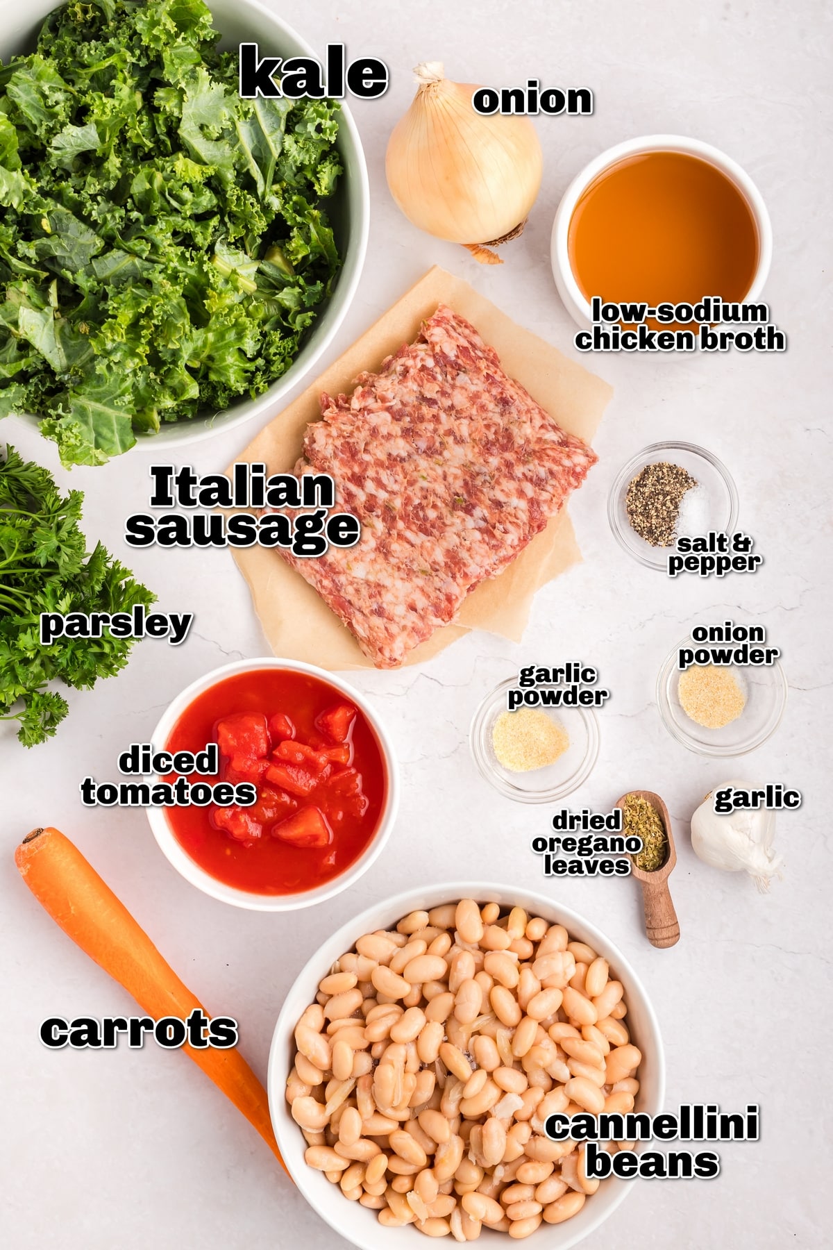 This kale and white bean sausage soup is one of my go-to comfort dinners. The combination of Italian sausage, garlic, and other seasonings makes this 30-minute soup taste like it’s been simmering on the stove all day. ingredients