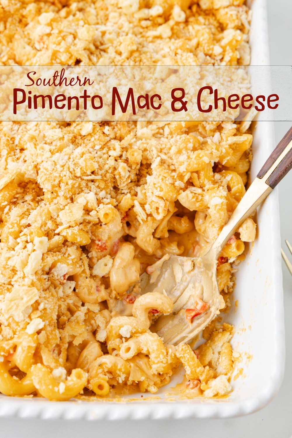If you love pimento cheese in any form, you'll go crazy for it with macaroni. My pimento macaroni and cheese blends two Southern classics into one mouthwatering dish. The creamy cheese sauce, pimento peppers and crushed Ritz cracker topping make this a favorite side dish. via @cmpollak1