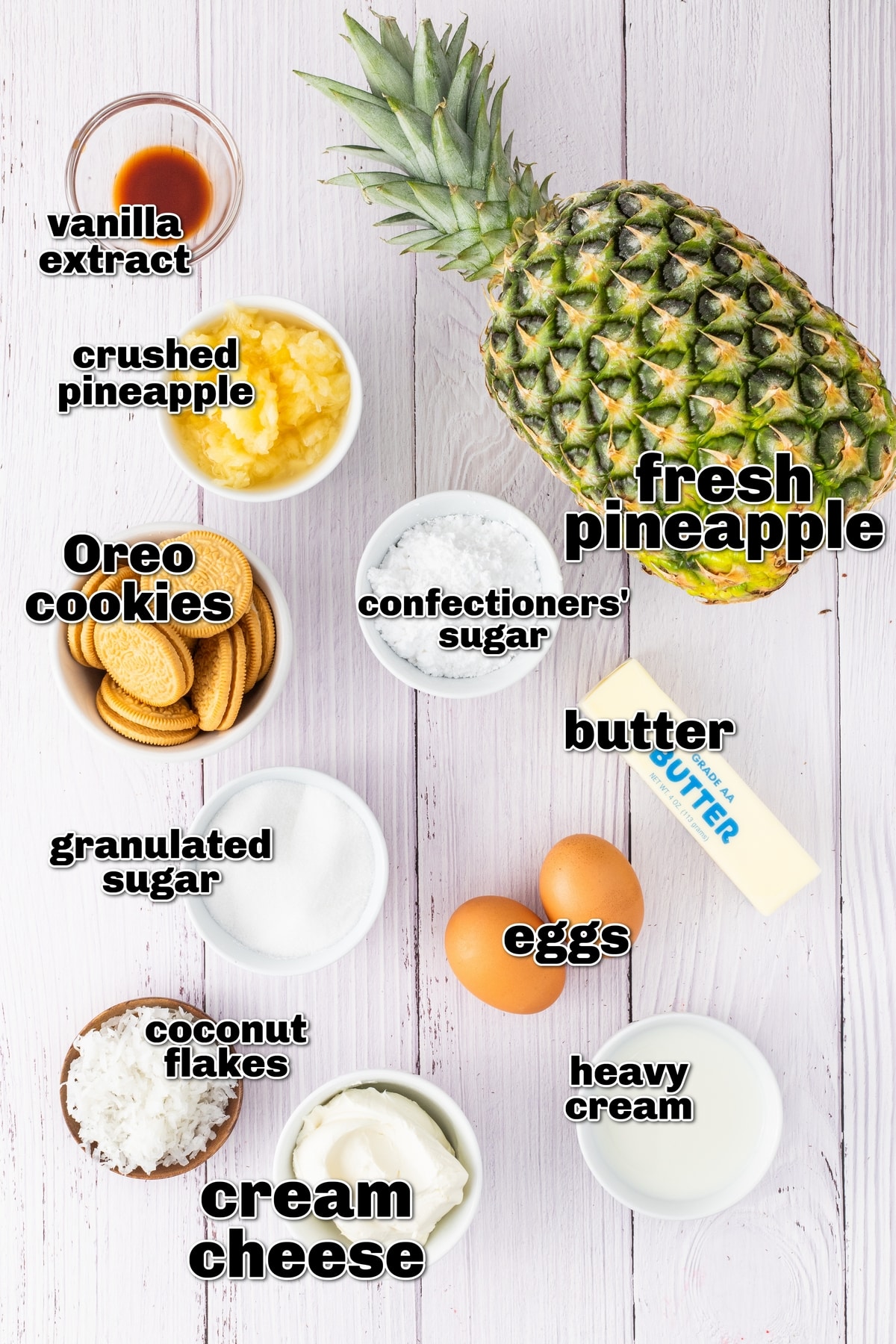 You'll love the tropical flavors of this pineapple delight cheesecake, featuring a golden Oreo crust, rich cream cheese layer, and fluffy pineapple mousse, topped with fresh pineapple and coconut. It's perfect for any gathering, from barbecues to potlucks. ingredients