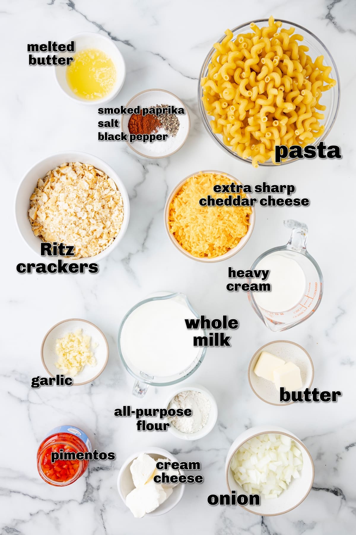 If you love pimento cheese in any form, you'll go crazy for it with macaroni. My pimento macaroni and cheese blends two Southern classics into one mouthwatering dish. The creamy cheese sauce, pimento peppers and crushed Ritz cracker topping make this a favorite side dish. ingredients