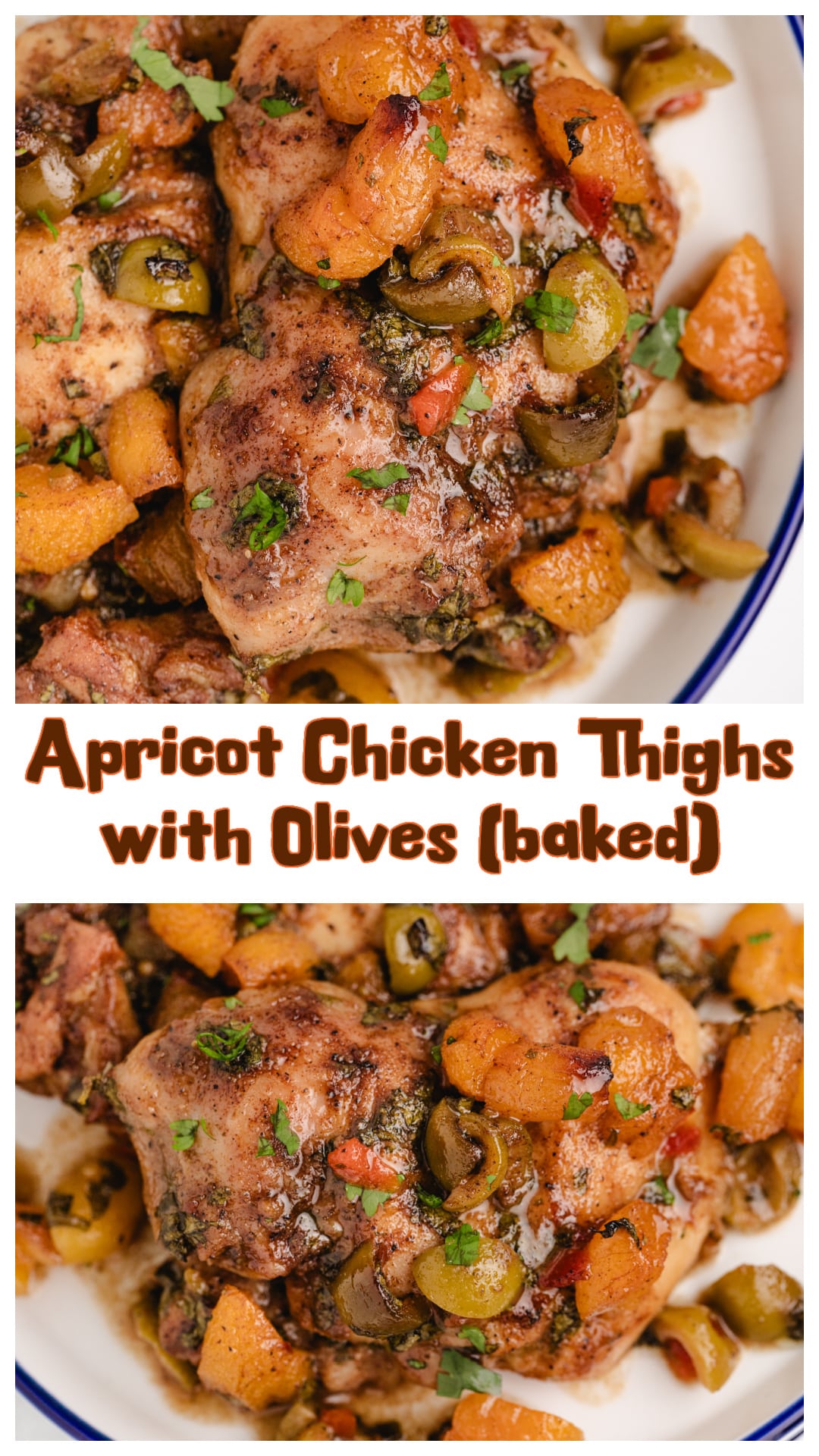 These apricot chicken thighs with olives are marinated overnight with lemon, honey, and warm spices, then baked in one pan until tender and full of flavor. The apricots turn savory, the olives add a salty bite, and the marinade becomes a rich pan sauce. It’s an easy baked chicken recipe with dried apricots that delivers bold flavor with very little effort. Serve it with rice or couscous to soak up every bit of the sauce. via @cmpollak1