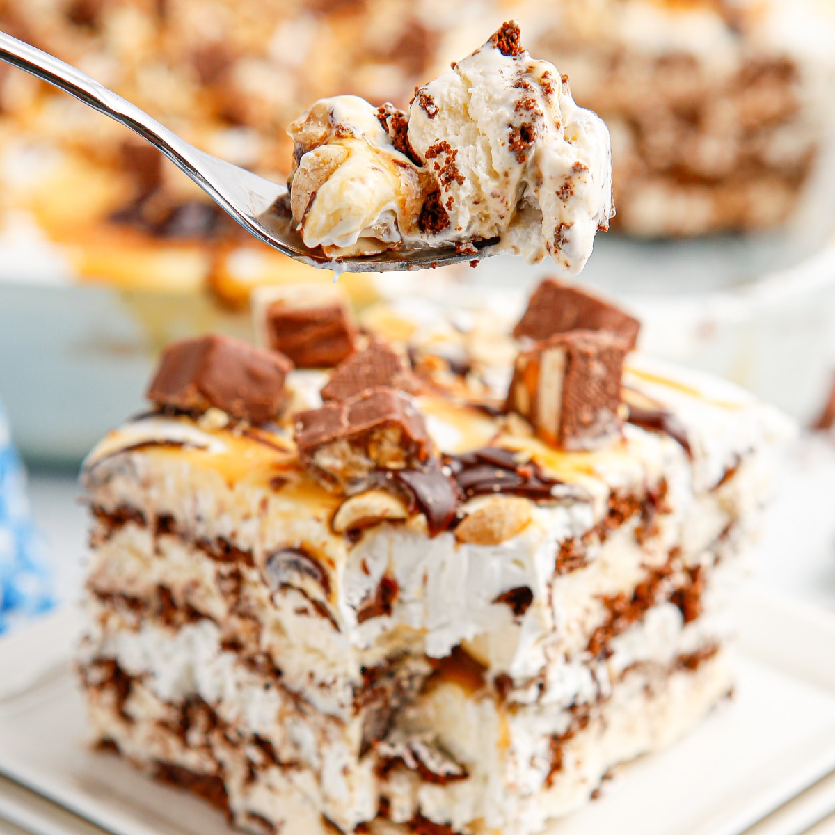 Snickers Ice Cream Cake (Made with Ice Cream Sandwiches)