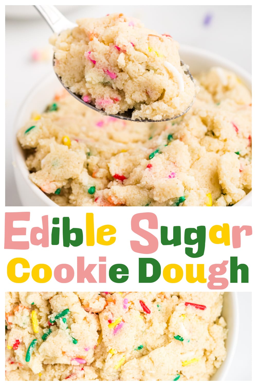 This edible sugar cookie dough is soft, sweet, and completely safe to eat. Made without eggs and using heat-treated flour, it’s perfect for scooping straight from the bowl or serving as a dip with fruit and crackers. Customize it with sprinkles, chocolate chips, or a swirl of caramel. Simple to make and easy to store, this no-bake treat is a great option when you're craving cookie dough. Keep it in the fridge or freeze for later. via @cmpollak1