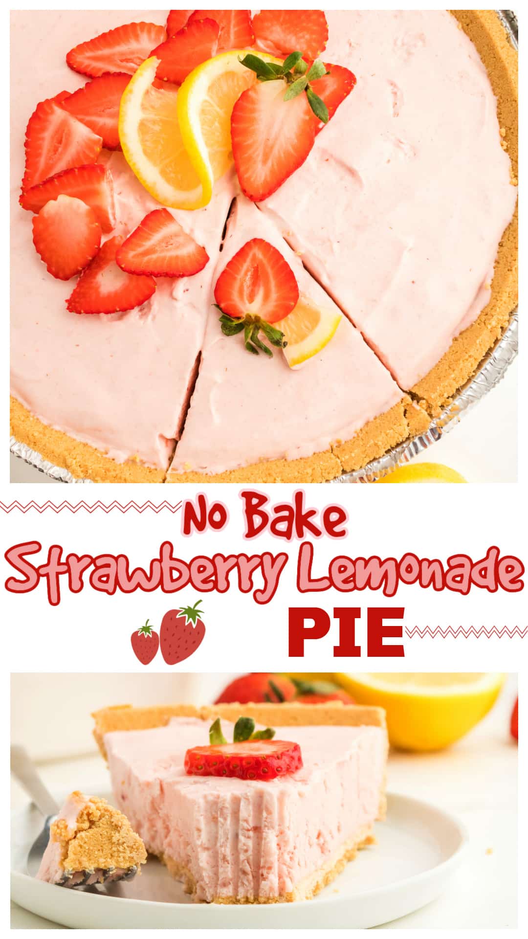 This no bake strawberry lemonade pie is creamy, tangy, and made without condensed milk. Just five ingredients, including strawberry preserves and fresh lemon juice, all frozen into a smooth, refreshing dessert. It’s the perfect summer pie and a great make-ahead option for warm-weather gatherings. Save this easy frozen lemonade pie for when you need something quick, bright, and delicious. via @cmpollak1