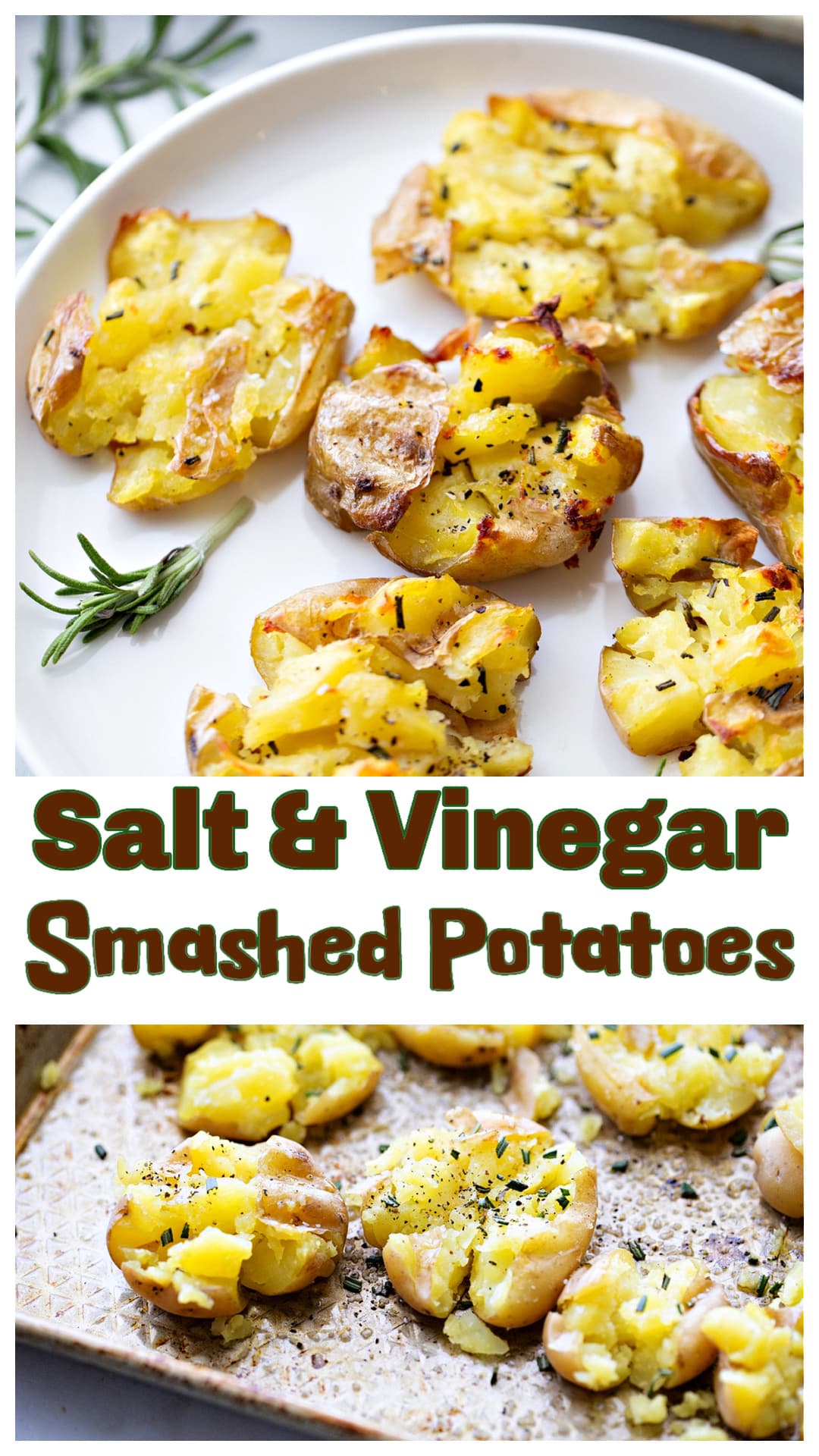 Crispy salt and vinegar smashed potatoes with sharp tang, crackly edges, and plenty of rosemary. These are not gentle potatoes. They come in hot, with a clean vinegar snap and a texture that holds its ground on the sheet pan. If you like briny flavor and crisp edges, this is the kind of side dish that shows up with presence and makes everything around it taste a little sharper. via @cmpollak1
