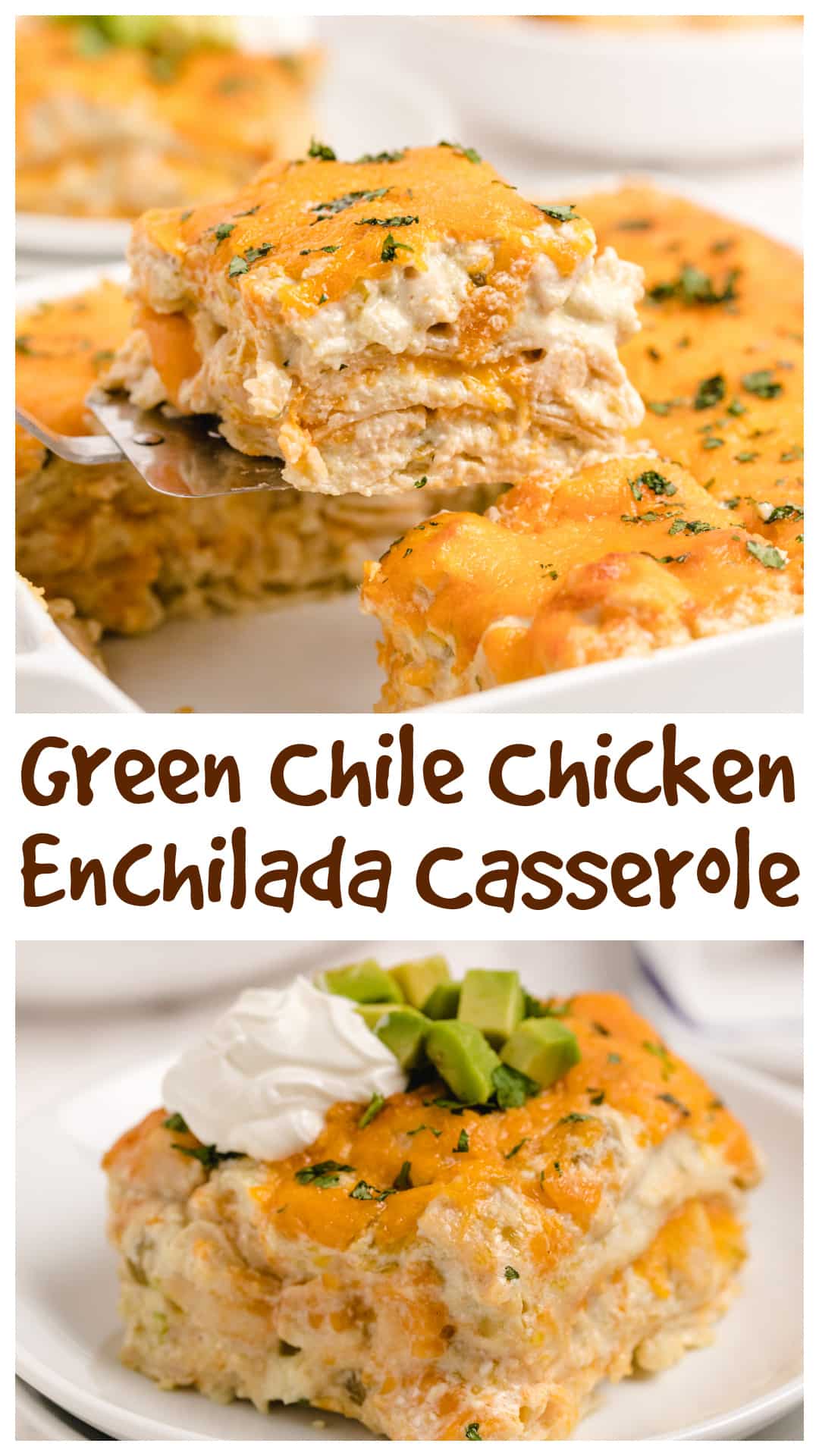 Green Chile Chicken Enchilada Casserole is layered with chicken, green chiles, tortillas, and plenty of cheese for an easy Tex-Mex-style dinner. No rolling needed — just stack it up, bake, and slice. The creamy chicken filling gets a boost from salsa verde, enchilada sauce, and a splash of lime. Great for family dinners, leftovers, or anyone who loves a cheesy casserole packed with flavor. via @cmpollak1