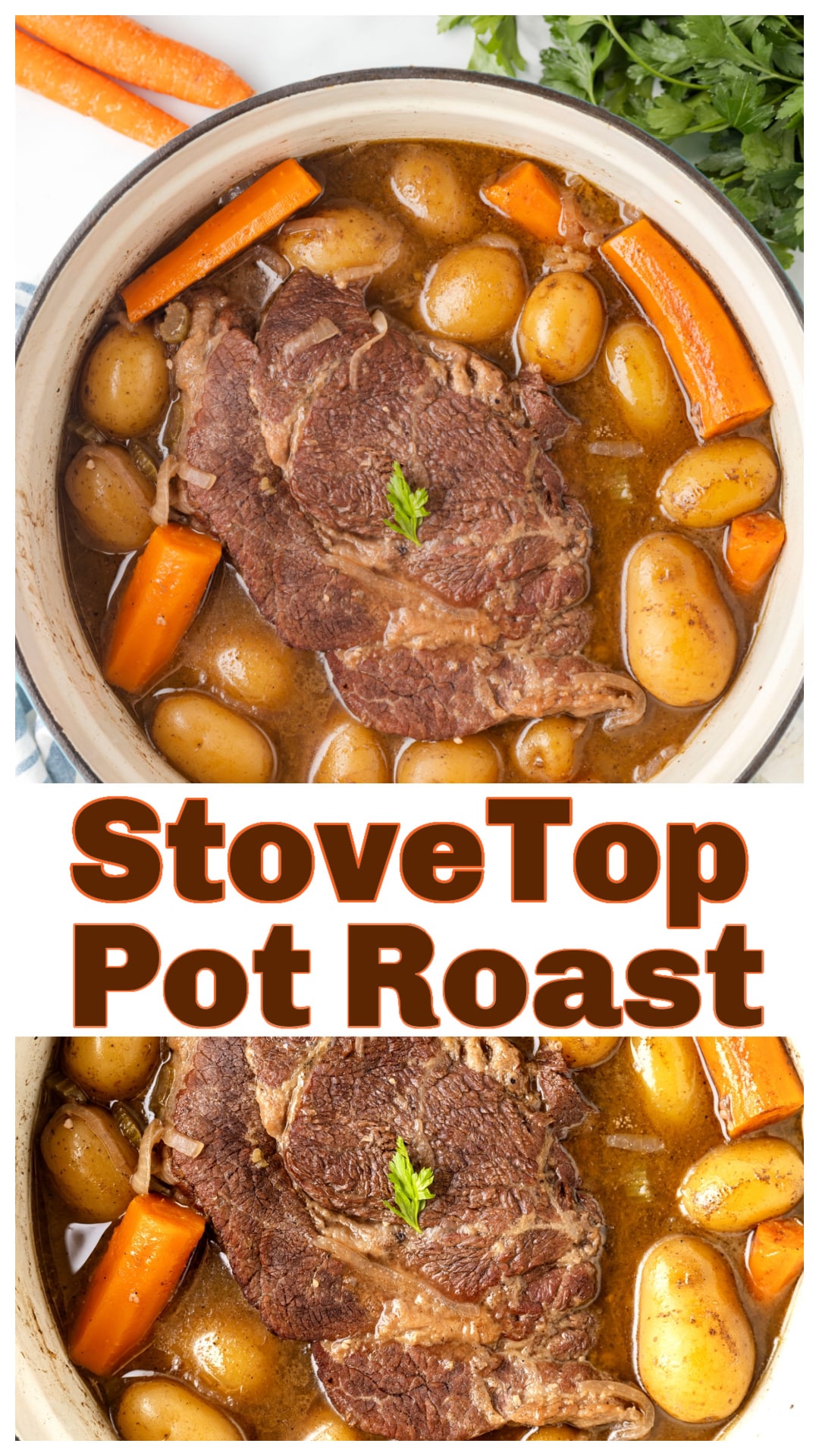 This stovetop pot roast recipe is true comfort food. Tender beef, carrots, and potatoes simmered low and slow on the stove top with a rich gravy that builds deep flavor. It’s a one-pot meal that feels old-fashioned in the best way, easy enough for a weeknight but special enough for Sunday dinner. Learn how to make a classic pot roast on the stove top with simple ingredients and tips that guarantee a fall-apart tender roast every time. via @cmpollak1