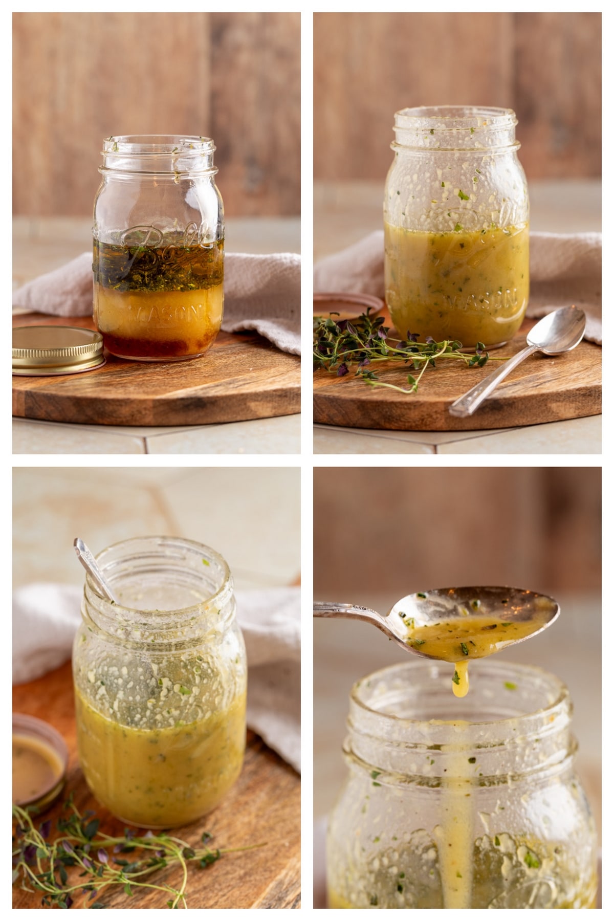 Collage for Making Honey lemon Vinaaigrette step by step collage making the honey lemon herb vinaigrette