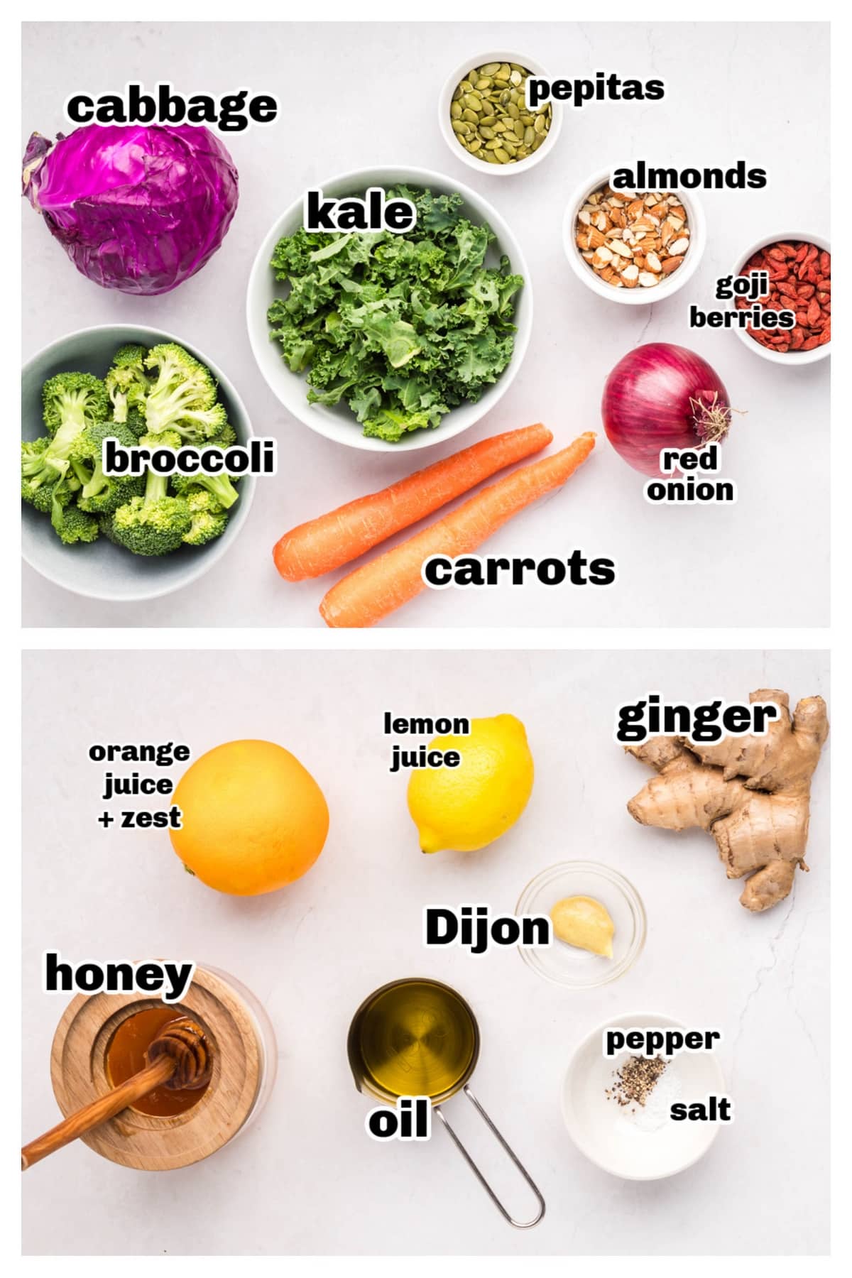 salad and vinaigrette ingredients