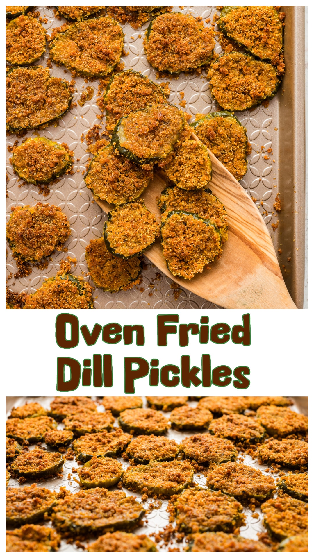These Oven Fried Dill Pickles are coated in a seasoned mix of Panko, cornmeal, and dried dill, then baked until golden and crispy. No deep fryer needed—just a baking sheet and a few simple ingredients. They come out crunchy on the outside, juicy on the inside, and packed with bold dill flavor. Perfect for snacking, game day spreads, or any time you’re craving something salty and satisfying. via @cmpollak1