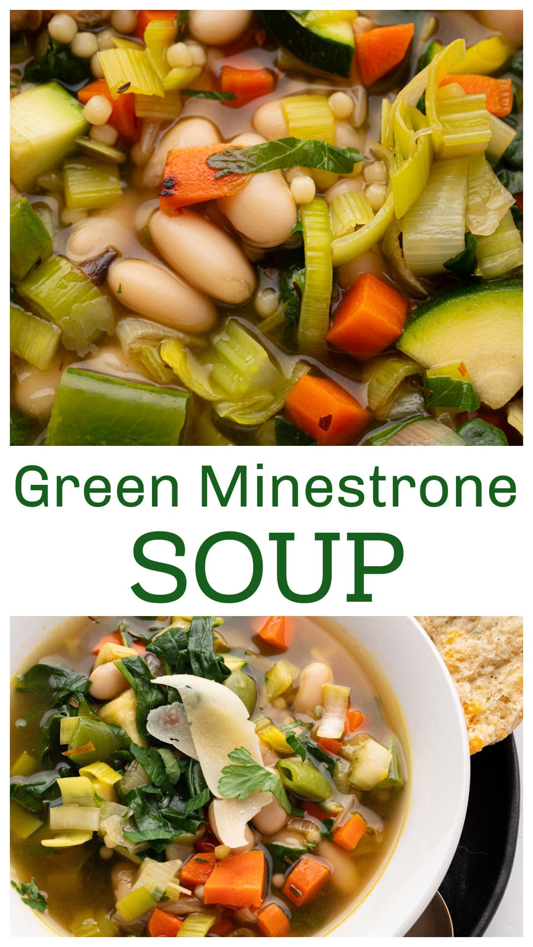 This herby green minestrone skips the tomatoes and keeps things fresh with leeks, lemon, and a bright broth packed with spring veggies. Pasta pearls and white beans make it feel like a full meal, and the flavor gets even better by the next day. It's a great sprintime recipe to keep handy. via @cmpollak1