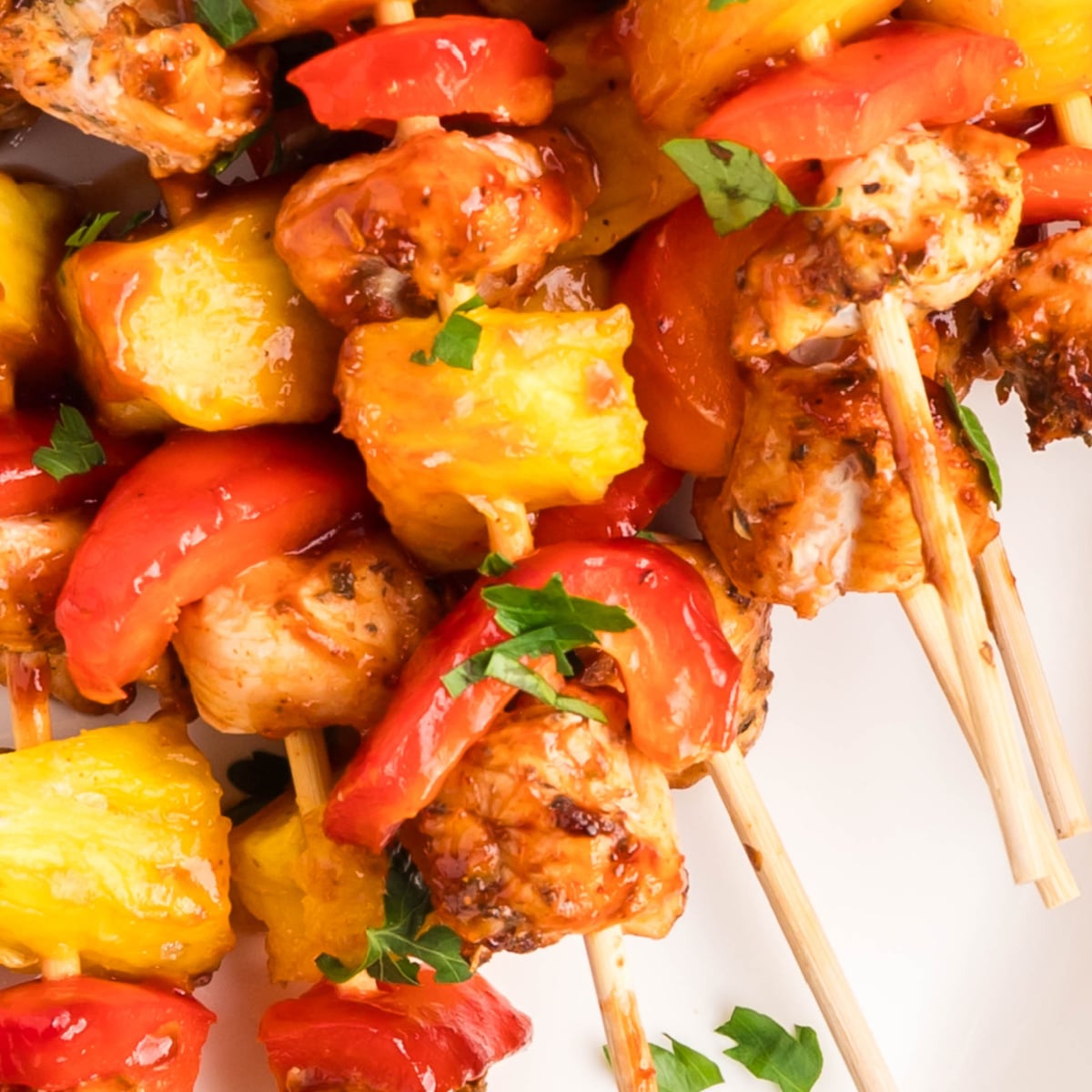 Baked BBQ Chicken Skewers with Pineapple and Peppers