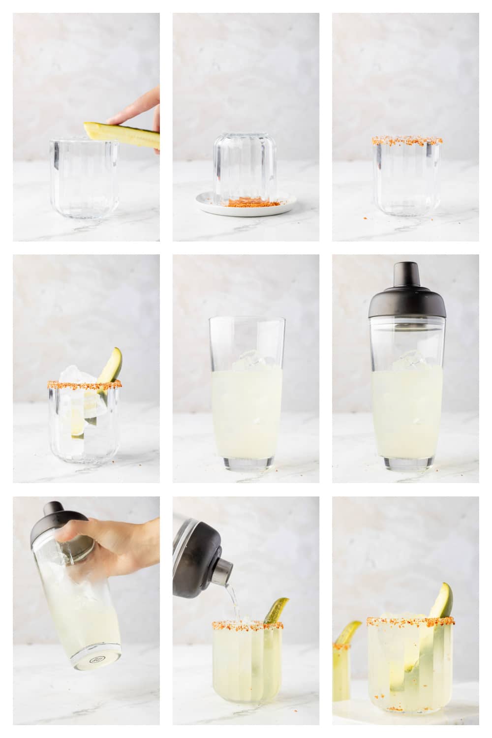 How to Make a Dill Pickle Margarita Step-by-step images showing how to make a dill pickle margarita