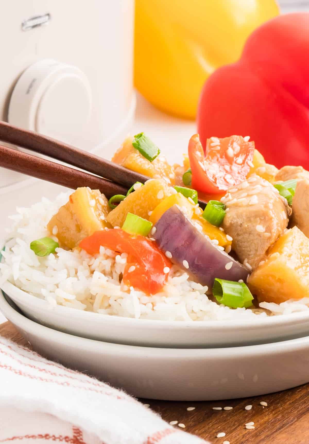Leftovers of sweet & garlicky pineapple chicken for later leftover sweet and savory pineapple chicken for lunch