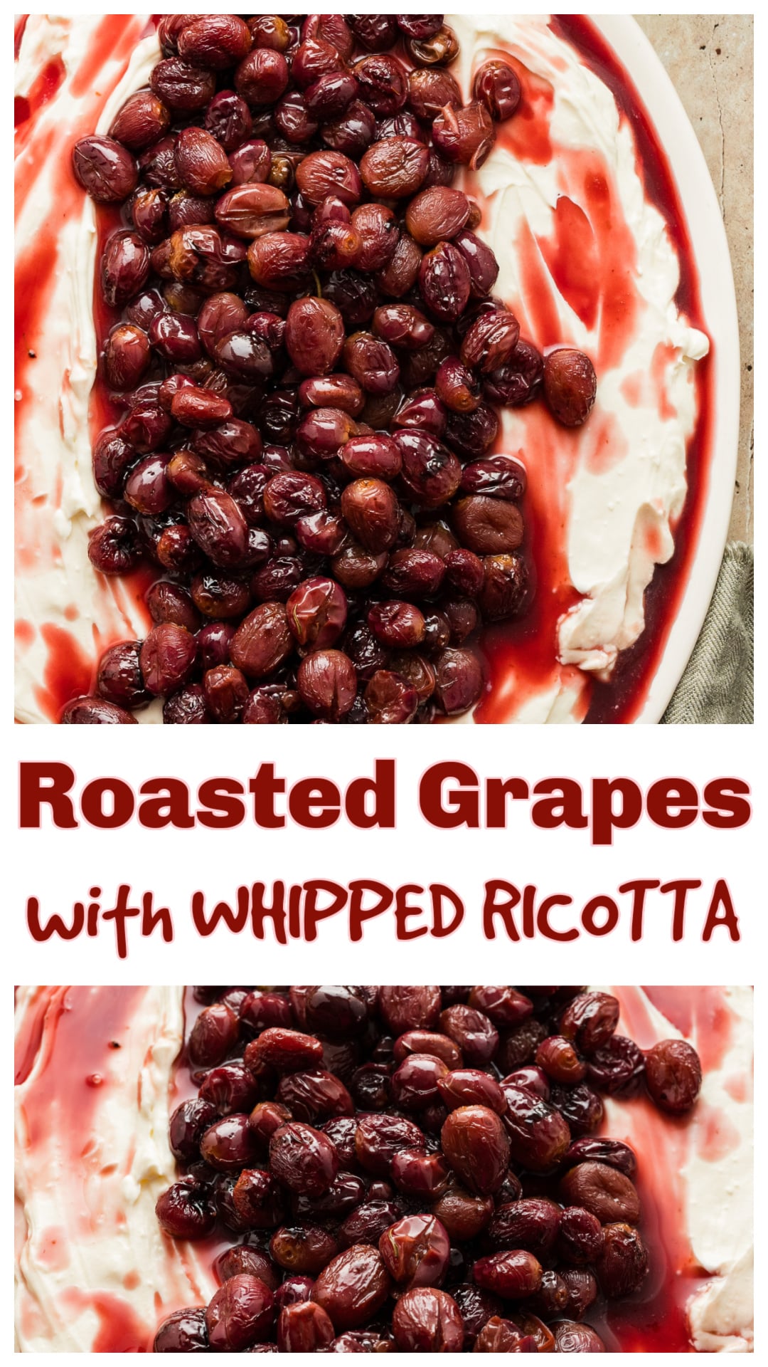 This whipped ricotta with balsamic roasted grapes and honey crostini is one of my favorite appetizer recipes. Creamy ricotta gets whipped until smooth, topped with jammy roasted grapes and a drizzle of their balsamic juices, then served with crispy honey crostini. It’s sweet, savory, and perfect for entertaining. Use red grapes, fresh herbs, and full-fat ricotta for the best flavor. A must-try if you love ricotta appetizers or roasted grape recipes. via @cmpollak1