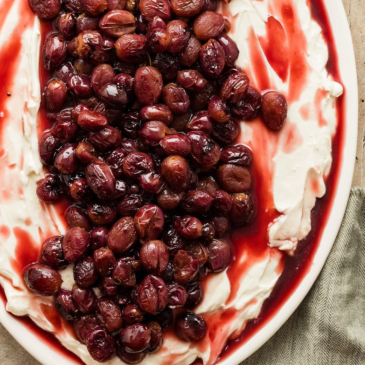 Whipped Ricotta with Balsamic Roasted Grapes and Honey Crostini