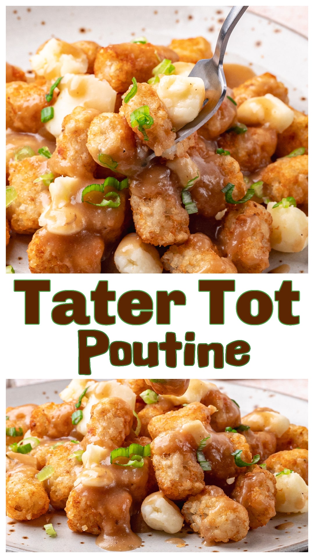 This tater tot poutine recipe is the ultimate comfort food—crispy tater tots instead of fries, smothered in rich homemade gravy and melty cheese curds. It's easy to make, packed with savory flavor, and perfect for game day, parties, or a satisfying weeknight dinner. If you're looking for an easy poutine recipe that swaps fries for tots and still delivers, this version hits the mark. Don’t skip the green onions on top. via @cmpollak1