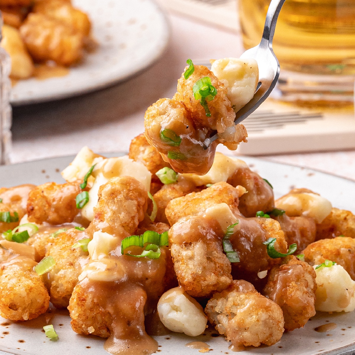 Tater Tot Poutine with Cheese Curds and Homemade Gravy