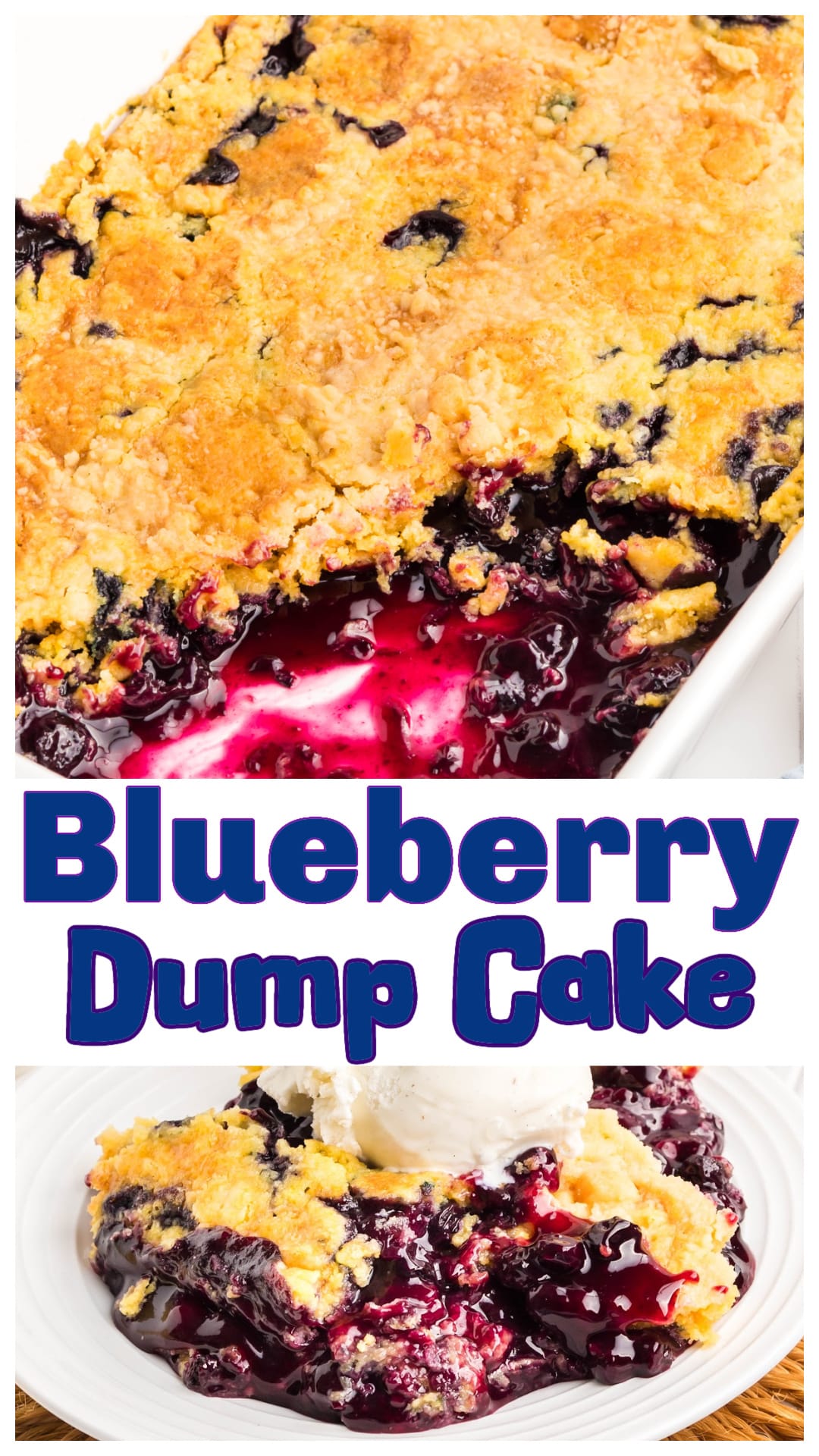 This blueberry dump cake starts with pie filling for convenience, but fresh blueberries and lemon make it taste like you baked it from scratch. A buttery golden crust on top with juicy berry filling underneath makes it the shortcut dessert that feels homemade. Serve it warm with ice cream, cold from the fridge, or straight from the pan with a spoon. Easy to make any time of year, no matter what’s in season. via @cmpollak1