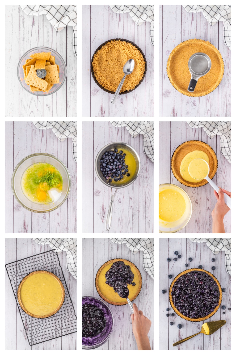 Key lime tart with blueberry topping step by step photos. Step by step process making a key lime tart with blueberry topping from crust to topping.