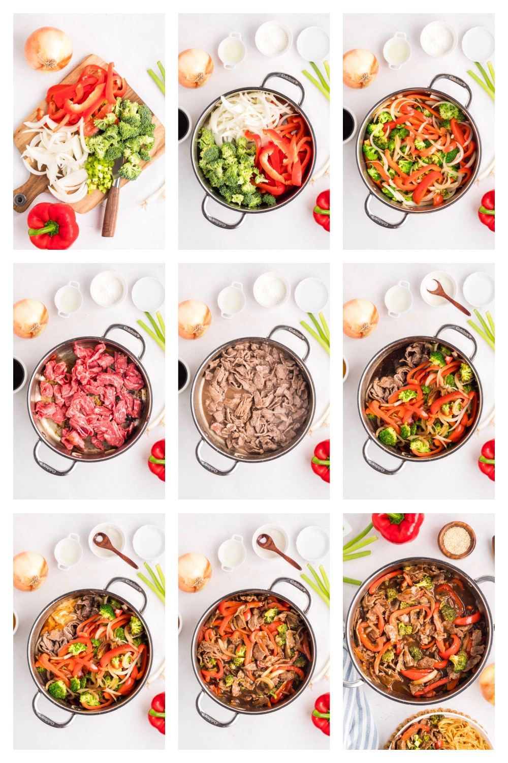Step-by-step photos showing how to make Beef Teriyaki Stir Fry