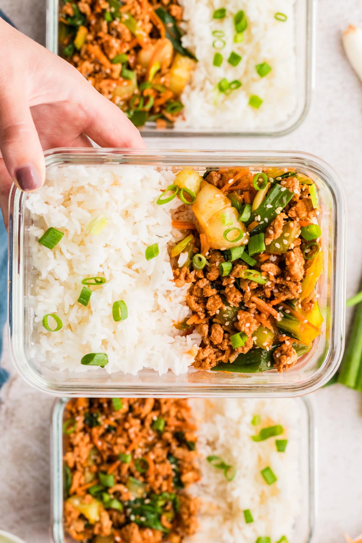 Easy ground turkey stir fry dinner. Easy ground turkey stir fry dinner served with rice and lime.