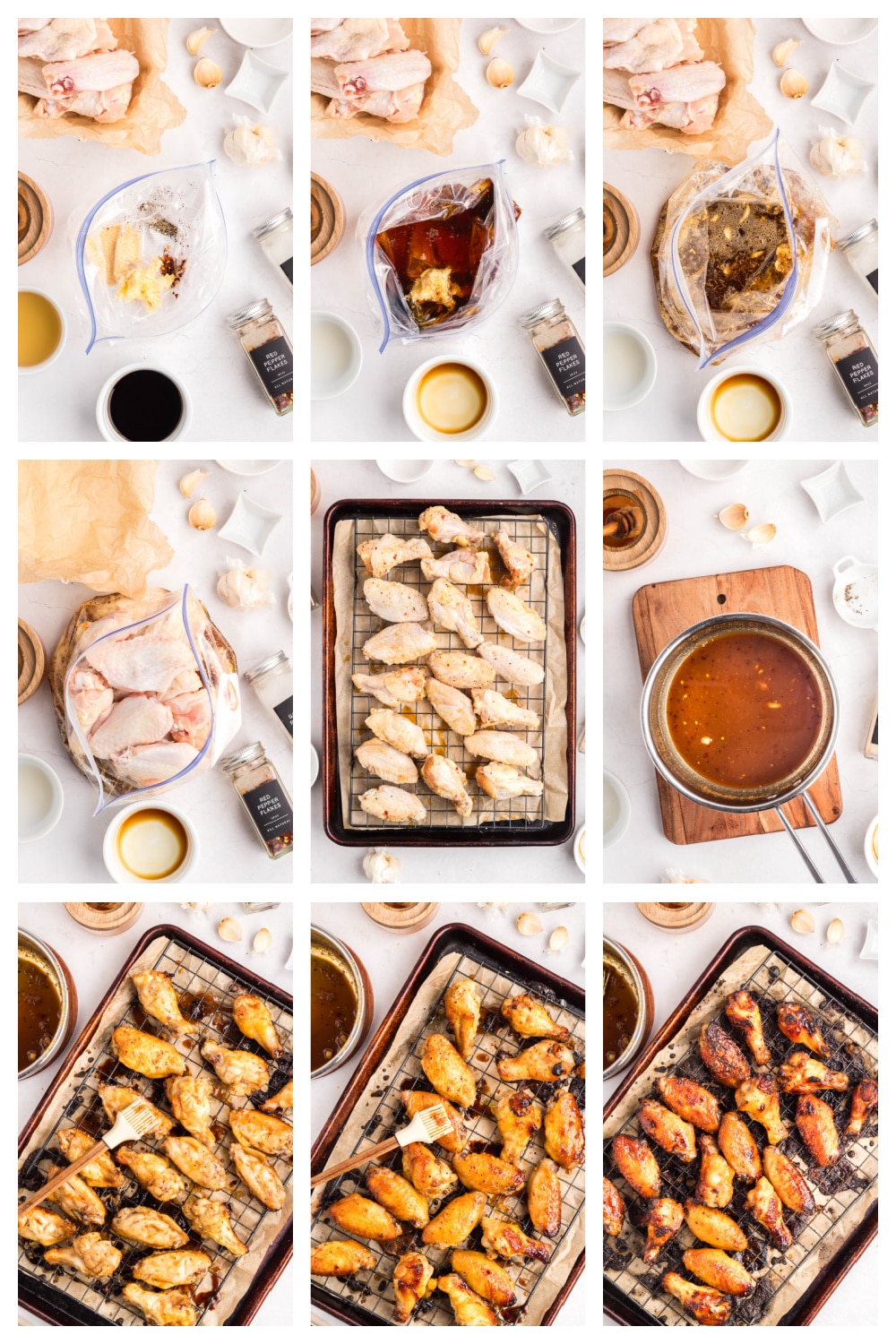 How to make honey garlic chicken wings step by step. Step-by-step process from marinade to oven baking.