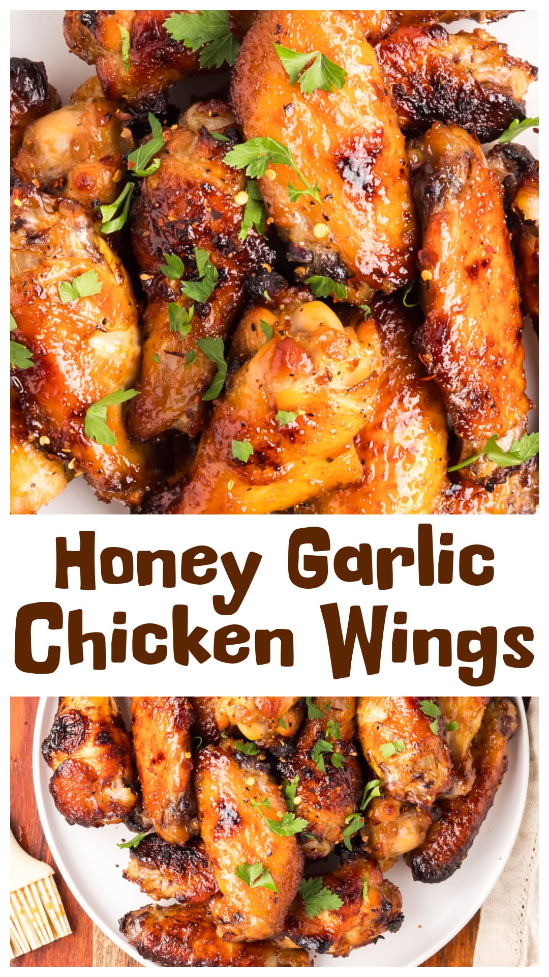 Sticky honey garlic chicken wings baked until crisp and brushed with a garlicky honey soy sauce. These oven baked wings use a chicken wing marinade with honey soy garlic that does double duty, first soaking into the chicken and then simmering down into a sticky sauce. Perfect for game day spreads or easy weeknight dinners, this recipe shows how to make crispy baked honey garlic chicken wings at home without frying. via @cmpollak1
