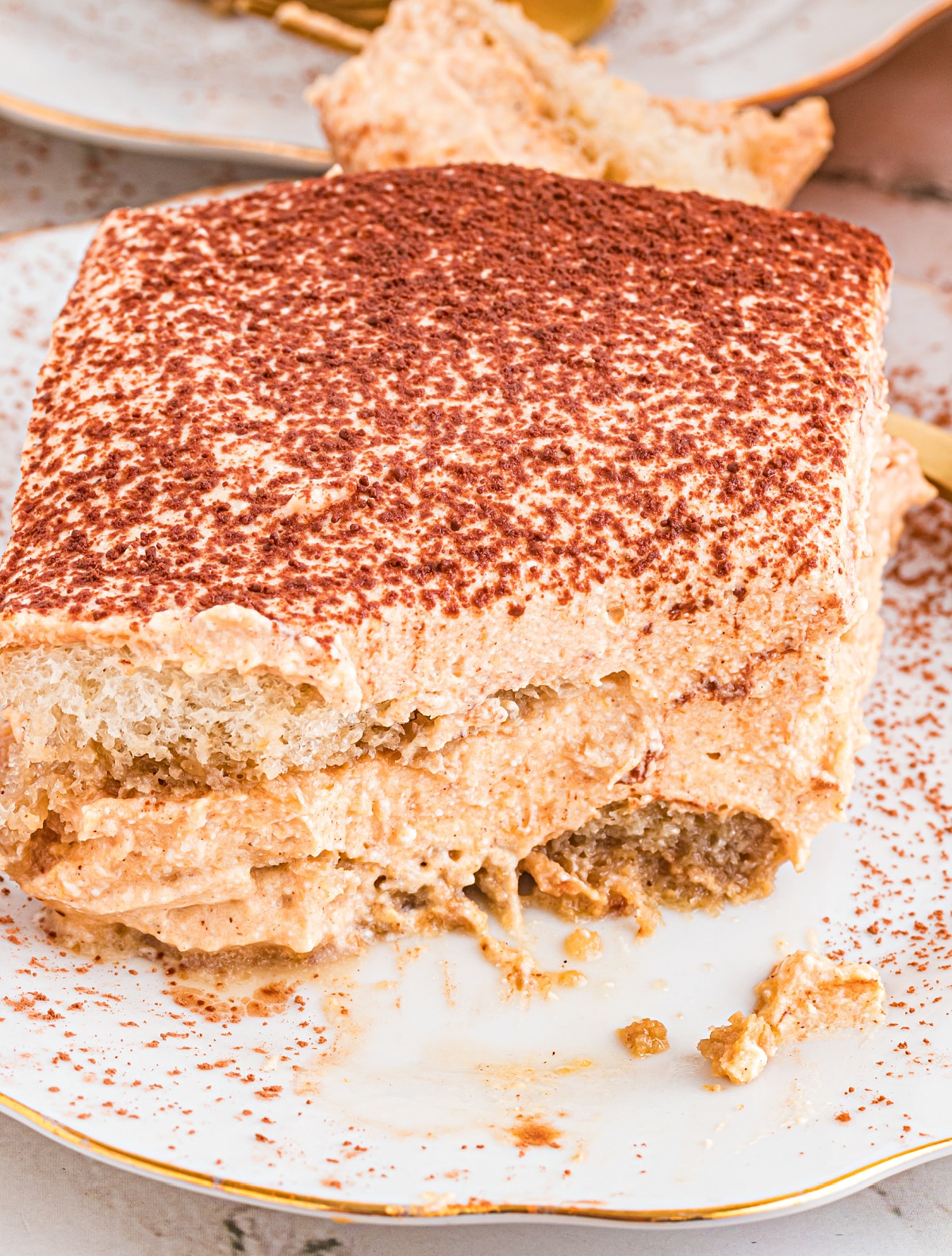 layered pumpkin dessert with cocoa Layered pumpkin dessert with mascarpone cream and espresso-soaked ladyfingers