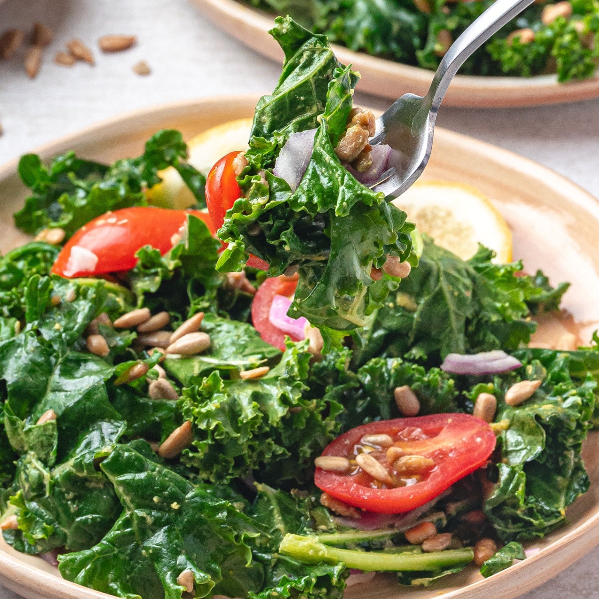 Avocado Kale Salad with “Cheesy” Flavor