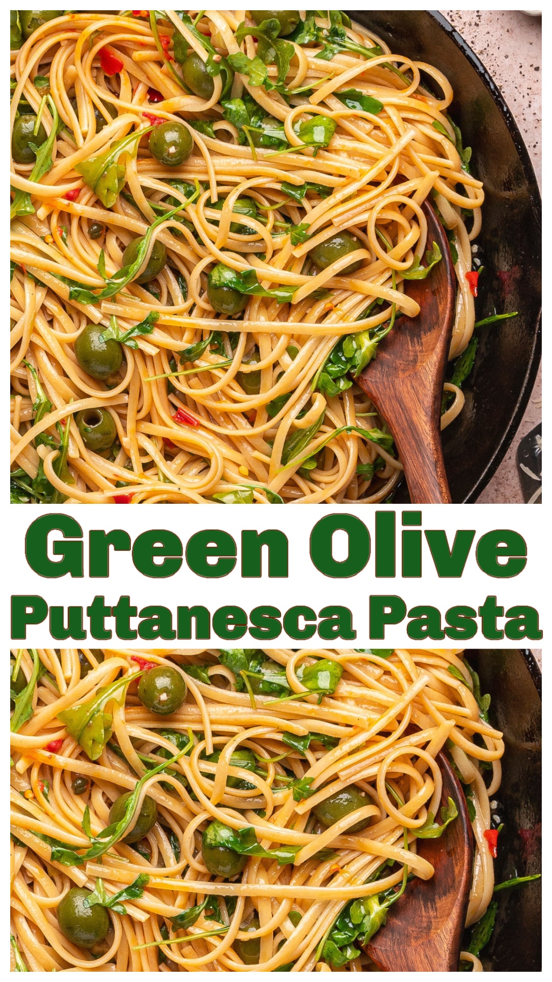 This green olive puttanesca pasta skips the tomatoes and goes heavy on everything briny and savory. Castelvetrano olives, Calabrian chilies, capers, arugula, and basil build the flavor that defines this Italian-style pasta recipe. It’s the perfect mix of salty, bright, and herby - an easy weeknight pasta that feels unique. A must-try for olive lovers and anyone who likes big flavor in simple pasta. via @cmpollak1