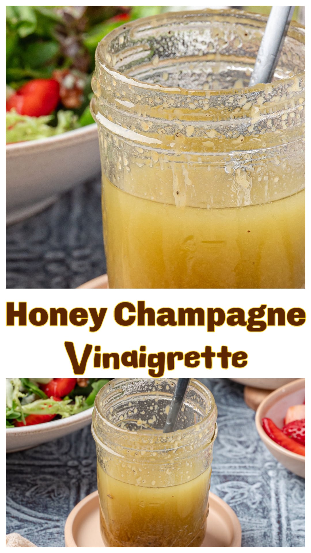 Honey Champagne Vinaigrette is a simple homemade salad dressing made with champagne vinegar, Dijon mustard, honey, and avocado oil. It’s smooth, tangy, and easy to shake together for any salad or grain bowl. This recipe highlights how champagne vinegar adds acidity while honey keeps the flavor balanced. Perfect for everyday greens, kale salads, or roasted vegetables. via @cmpollak1