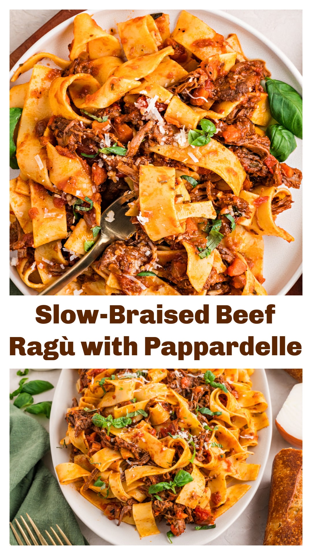 Slow-braised beef ragù made in the oven with tender chuck roast, tomatoes, garlic, and herbs. A rich, comforting beef ragù that pairs perfectly with pappardelle for a cold-weather pasta dinner. Great for winter cooking, make-ahead meals, or anyone searching for an easy oven-braised beef pasta recipe. via @cmpollak1