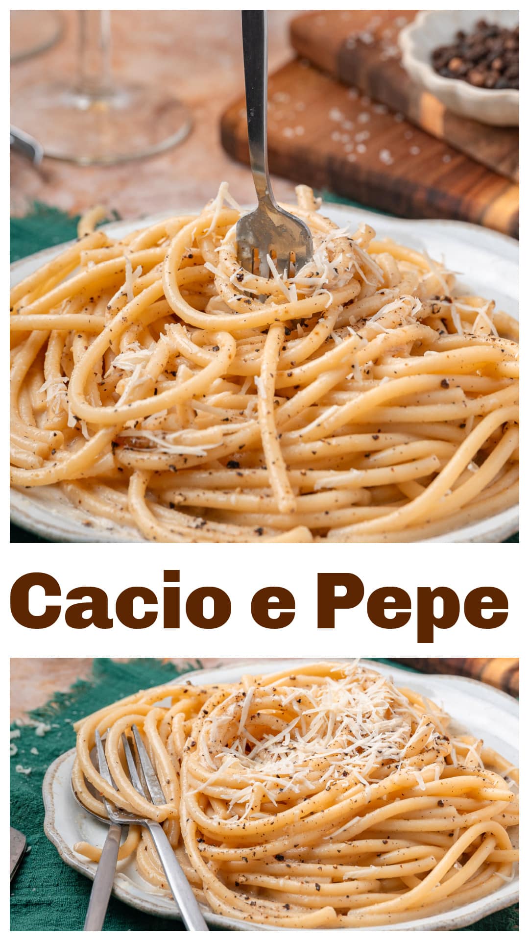 Cacio e Pepe recipe made with Pecorino Romano, freshly toasted black pepper, and bucatini for a smooth, creamy sauce. Learn how to make authentic Roman Cacio e Pepe using a stabilized method that prevents clumping and creates a reliable cheese emulsion. This classic Italian pasta uses simple ingredients and proper technique for restaurant-quality results at home. via @cmpollak1