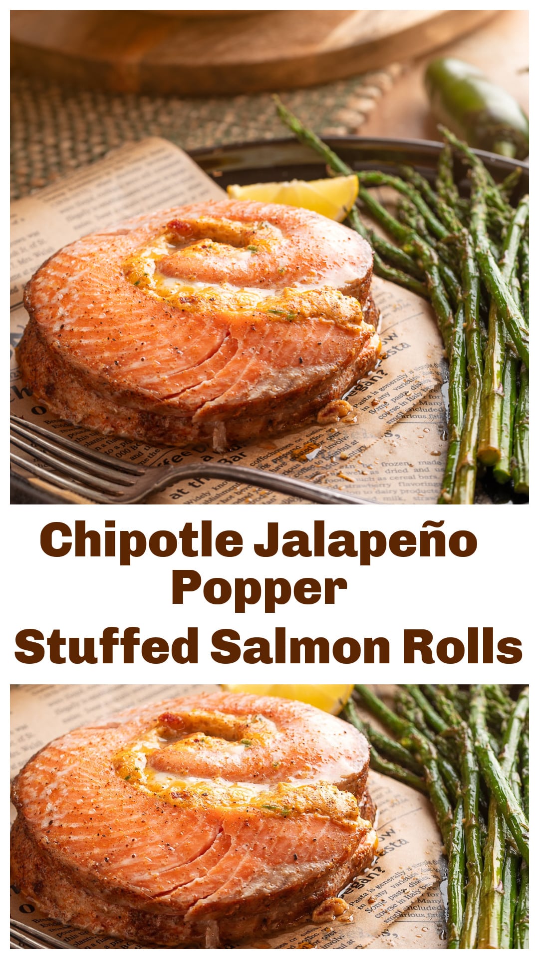 Chipotle jalapeño popper stuffed salmon rolls made from a whole side of salmon, filled with cream cheese, bacon, jalapeños, and chipotle peppers, then baked and sliced into thick pinwheels. All the familiar game day flavors you love, reworked into a real dinner that feels a little extra without being complicated. Perfect for smaller game days, date nights, or anytime you want comfort food with weight. via @cmpollak1